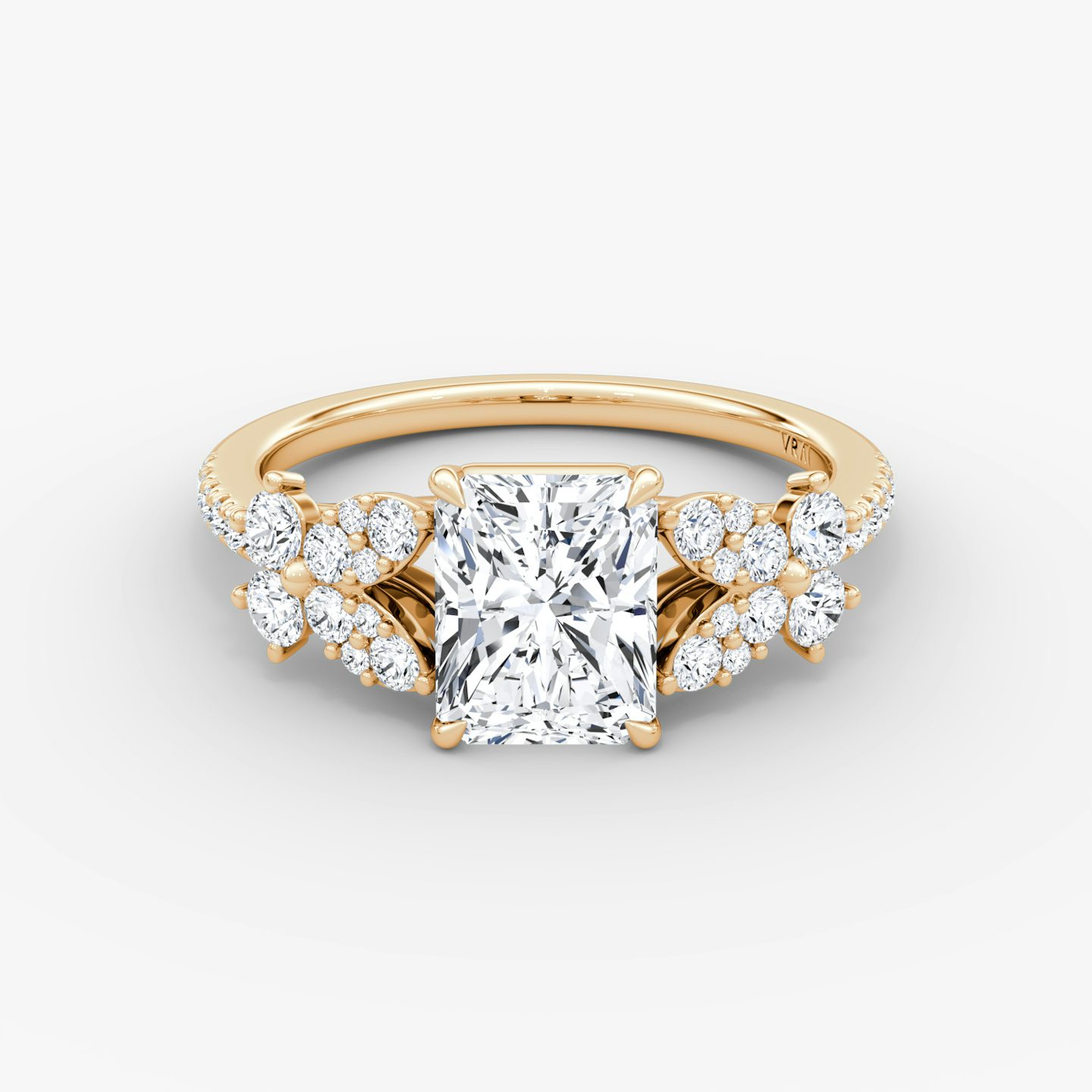 The Signature Floral  | Radiant | 14k | Rose Gold | bandAccent: Pavé | diamondOrientation: vertical | caratWeight: other