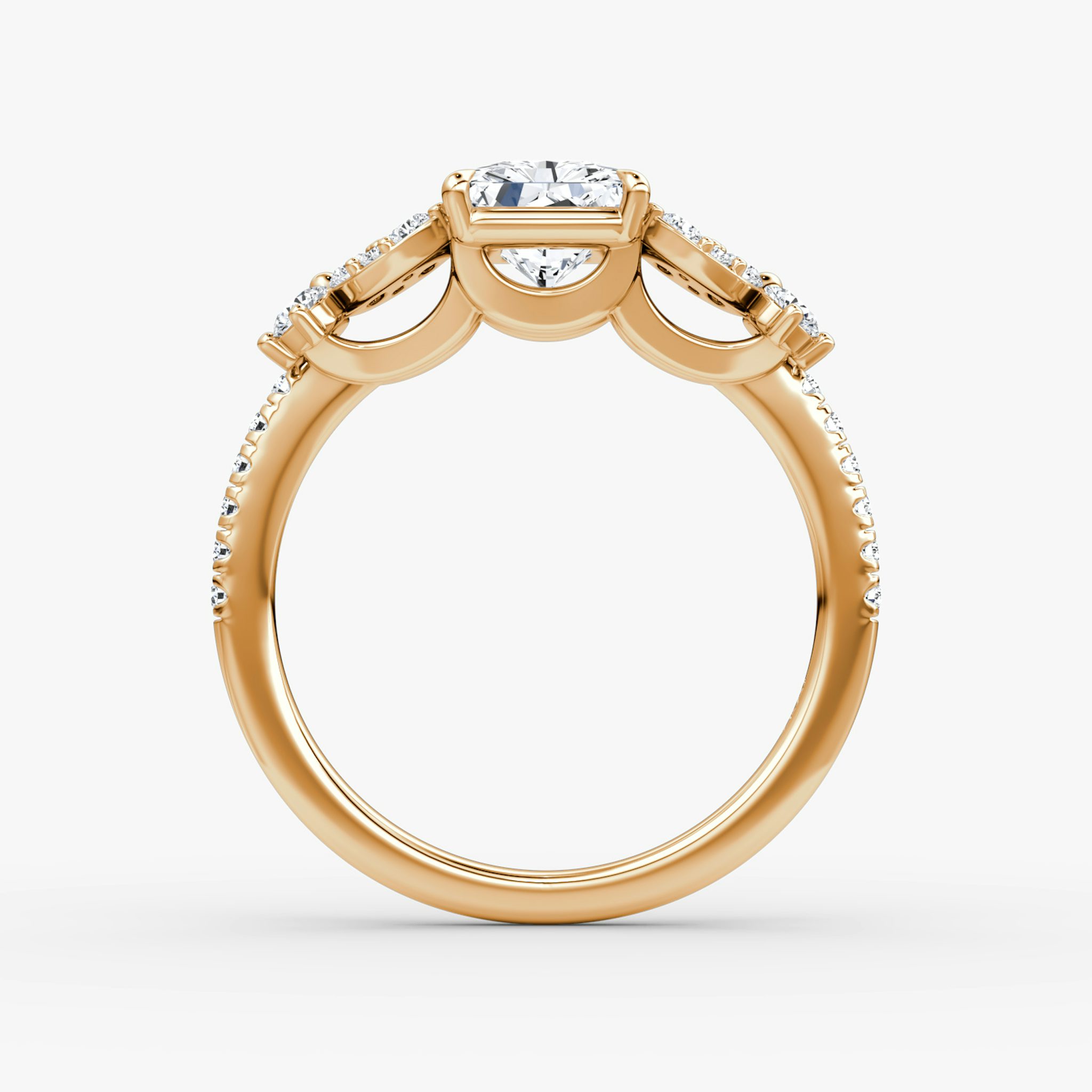 The Signature Floral | Radiant | 14k | Rose Gold | bandAccent: Pavé | diamondOrientation: vertical | caratWeight: other
