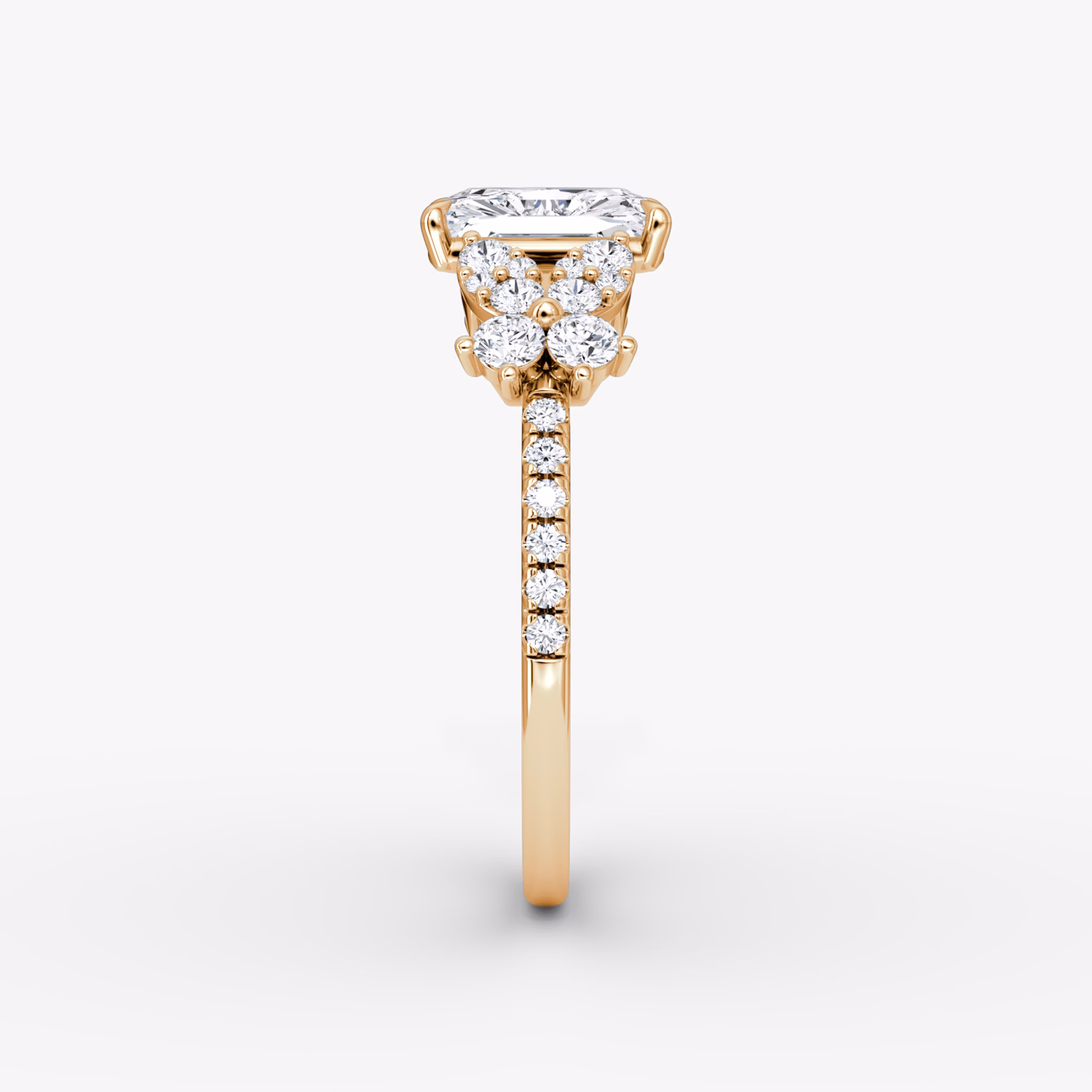The Signature Floral | Radiant | 14k | Rose Gold | bandAccent: Pavé | diamondOrientation: vertical | caratWeight: other