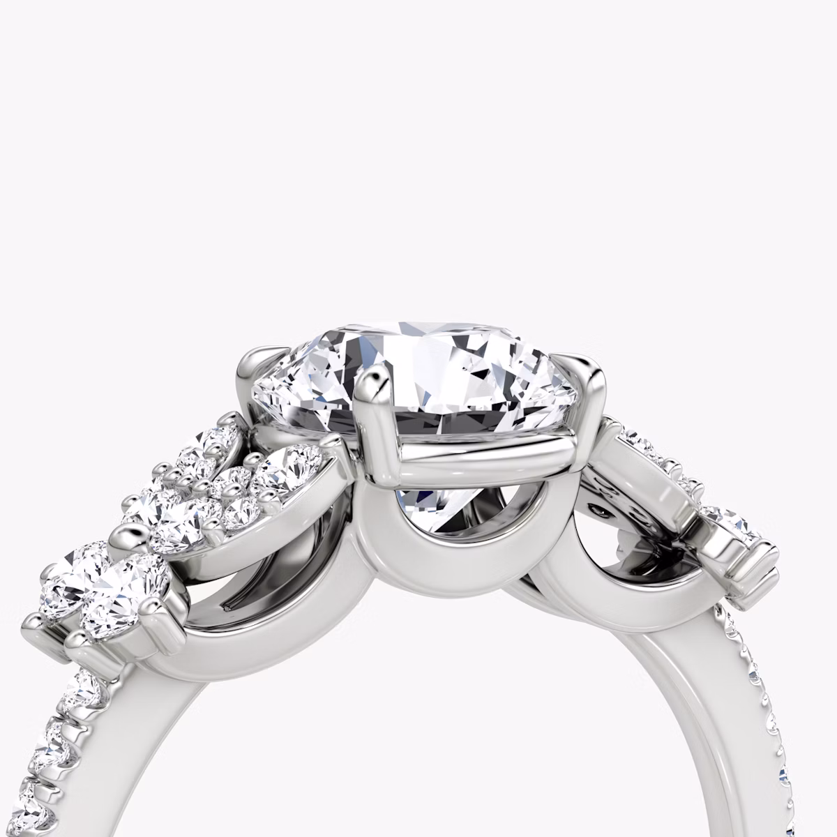 The Signature Floral | Round Brilliant | 18k | White Gold | bandAccent: Pavé | caratWeight: 2.0ct | diamondOrientation: vertical