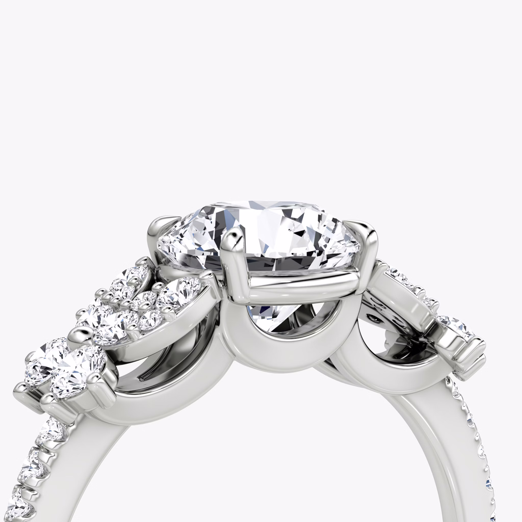 The Signature Floral | Round Brilliant | Platinum | bandAccent: Pavé | caratWeight: other | diamondOrientation: vertical