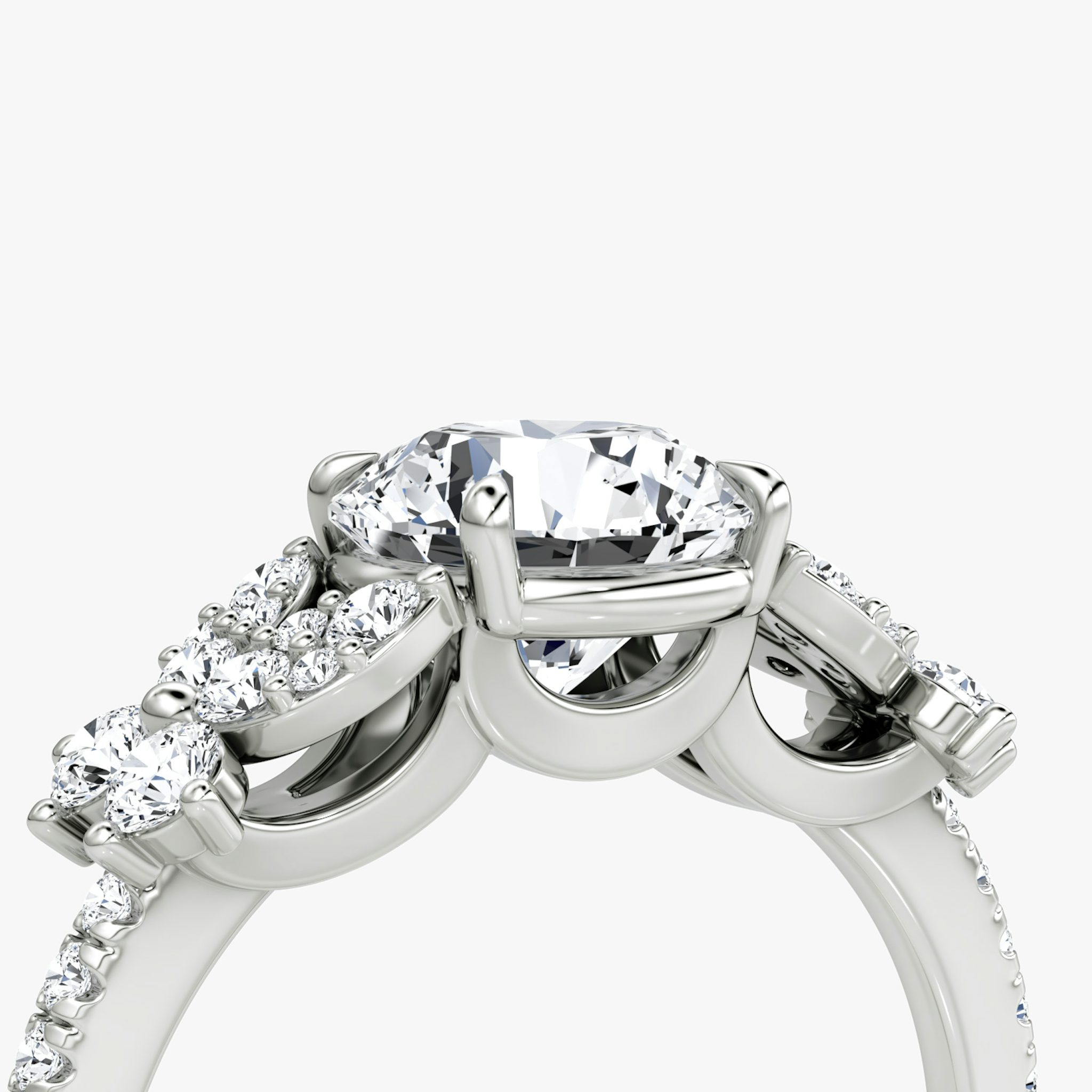 The Signature Floral | Round Brilliant | Platinum | bandAccent: Pavé | caratWeight: other | diamondOrientation: vertical
