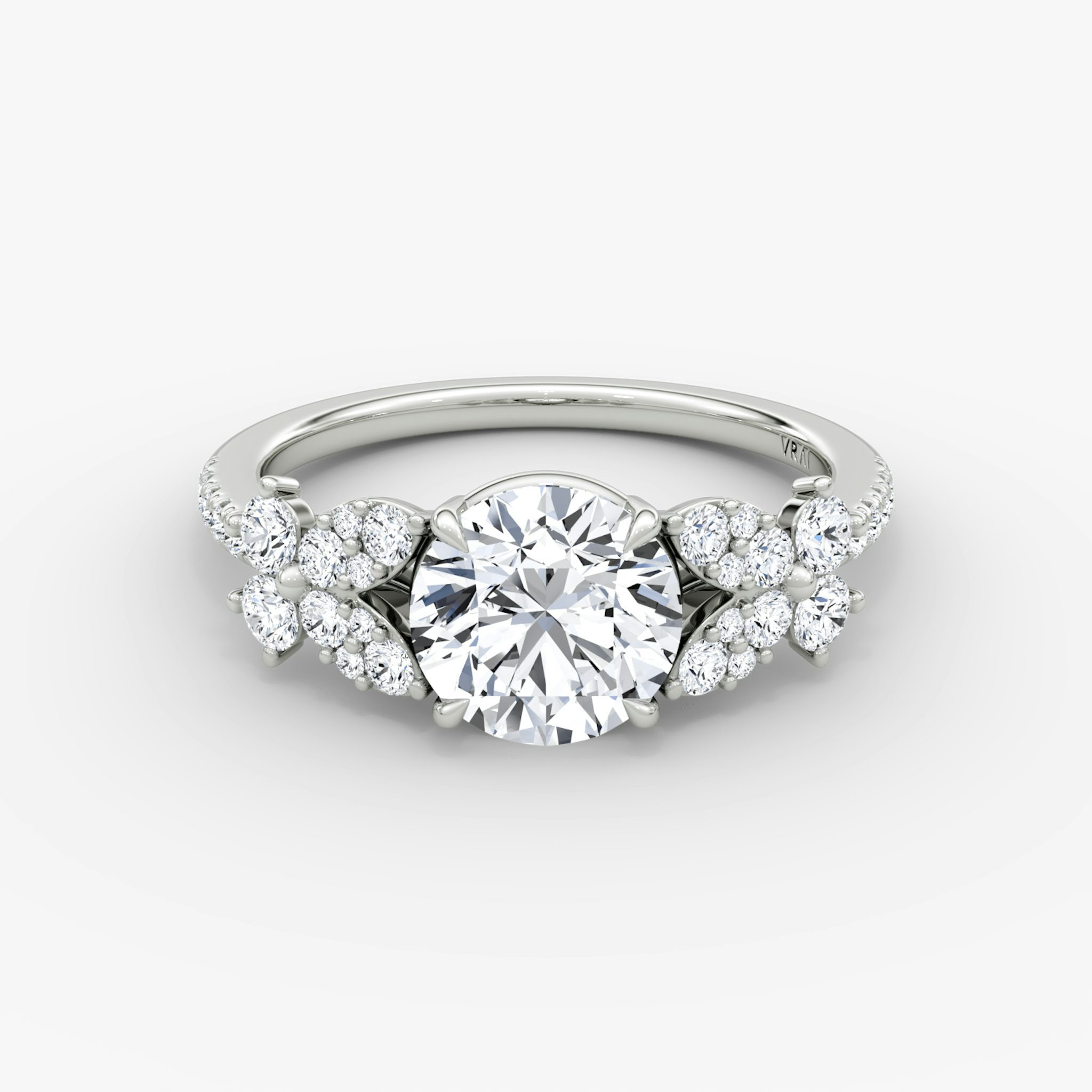 The Signature Floral | Round Brilliant | Platinum | bandAccent: Pavé | caratWeight: other | diamondOrientation: vertical