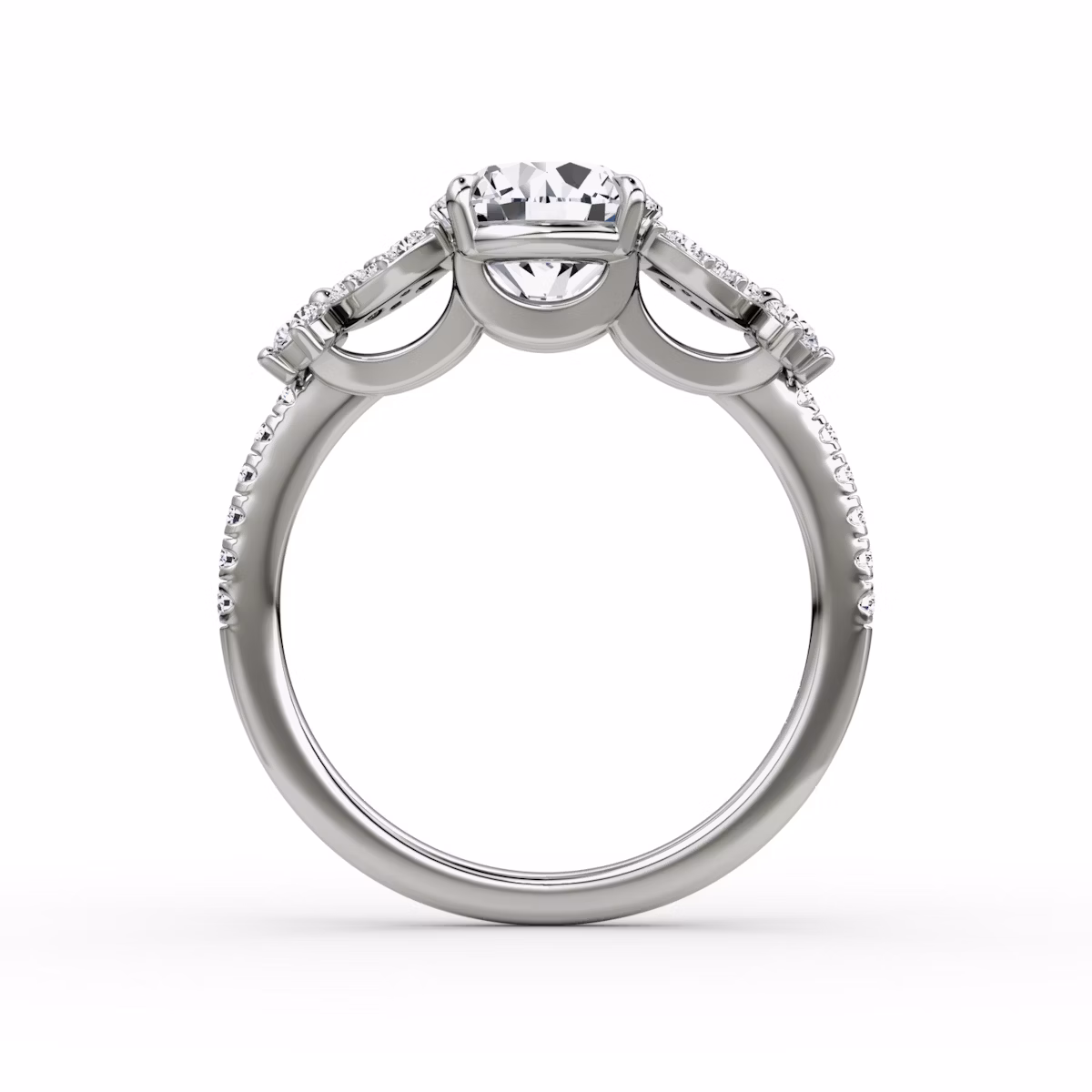The Signature Floral | Round Brilliant | 18k | White Gold | bandAccent: Pavé | caratWeight: 2.0ct | diamondOrientation: vertical