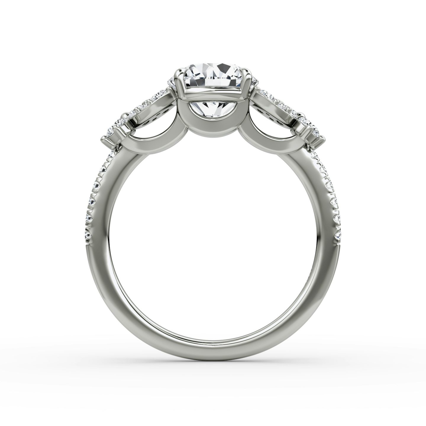 The Signature Floral  | Round Brilliant | 18k | White Gold | bandAccent: Pavé | caratWeight: other | diamondOrientation: vertical