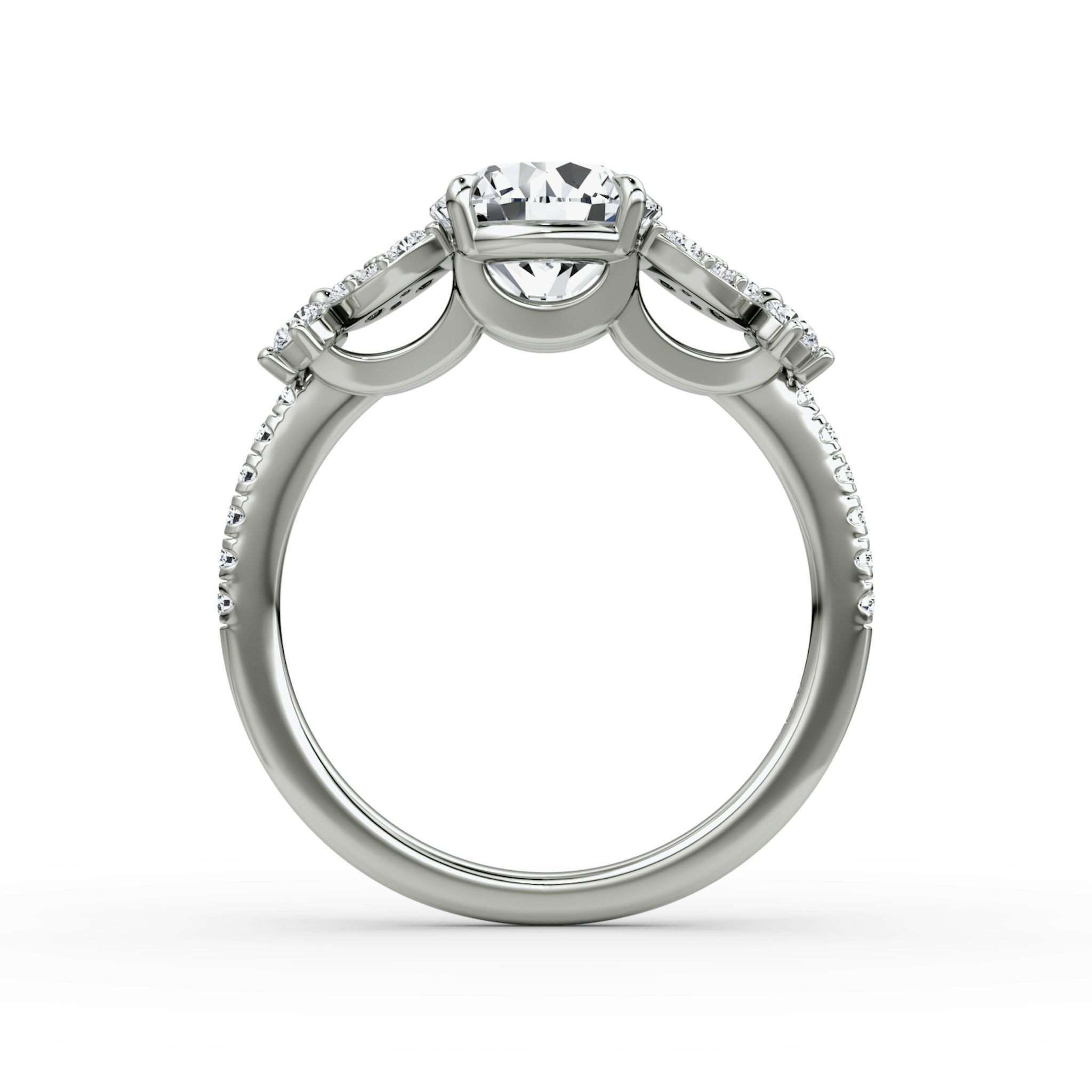 The Signature Floral | Round Brilliant | Platinum | bandAccent: Pavé | caratWeight: other | diamondOrientation: vertical