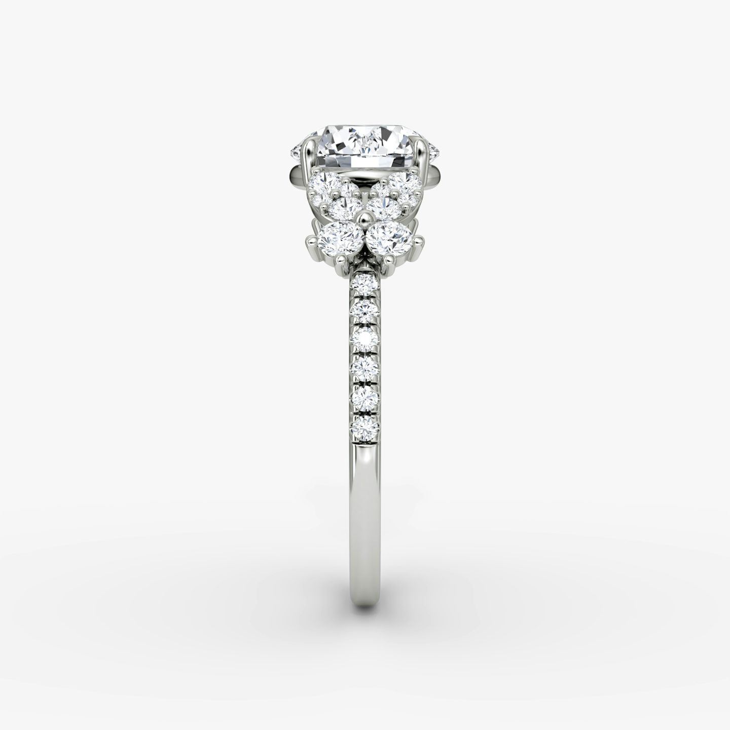 The Signature Floral  | Round Brilliant | 18k | White Gold | bandAccent: Pavé | caratWeight: other | diamondOrientation: vertical