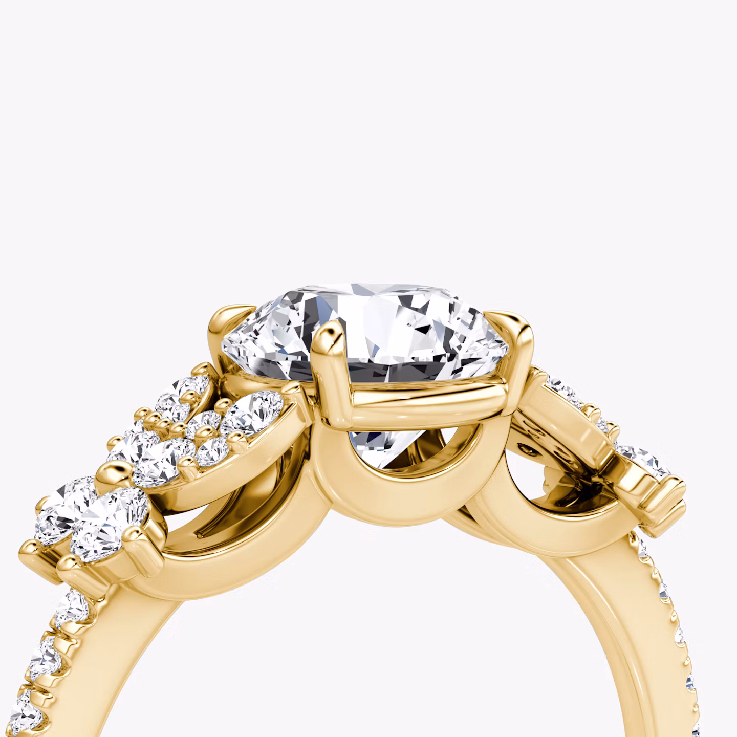 The Signature Floral  | Round Brilliant | 18k | Yellow Gold | bandAccent: Pavé | caratWeight: 1.5ct | diamondOrientation: vertical