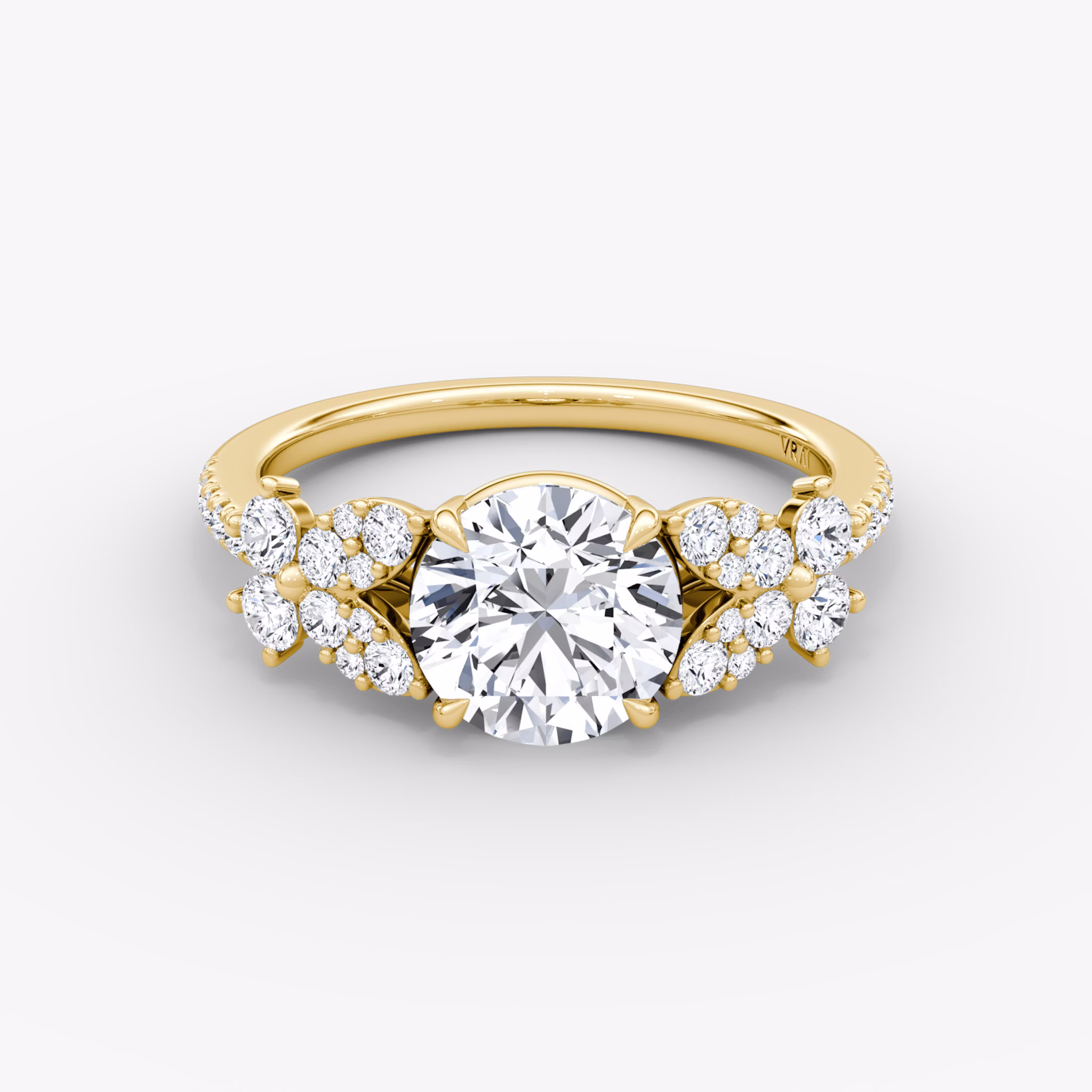 The Signature Floral | Round Brilliant | 18k | Yellow Gold | bandAccent: Pavé | caratWeight: other | diamondOrientation: vertical