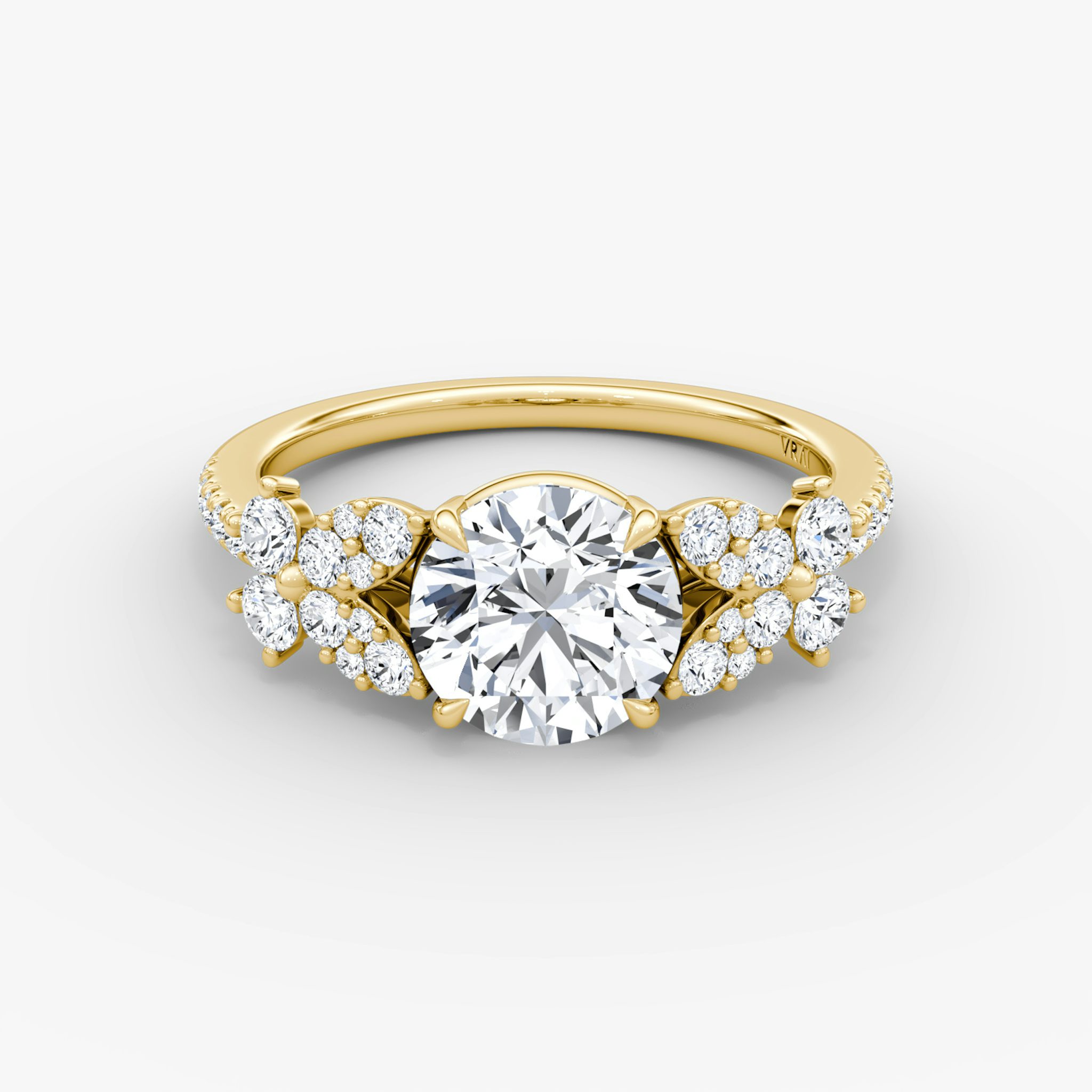 The Signature Floral | Round Brilliant | 18k | Yellow Gold | bandAccent: Pavé | caratWeight: other | diamondOrientation: vertical