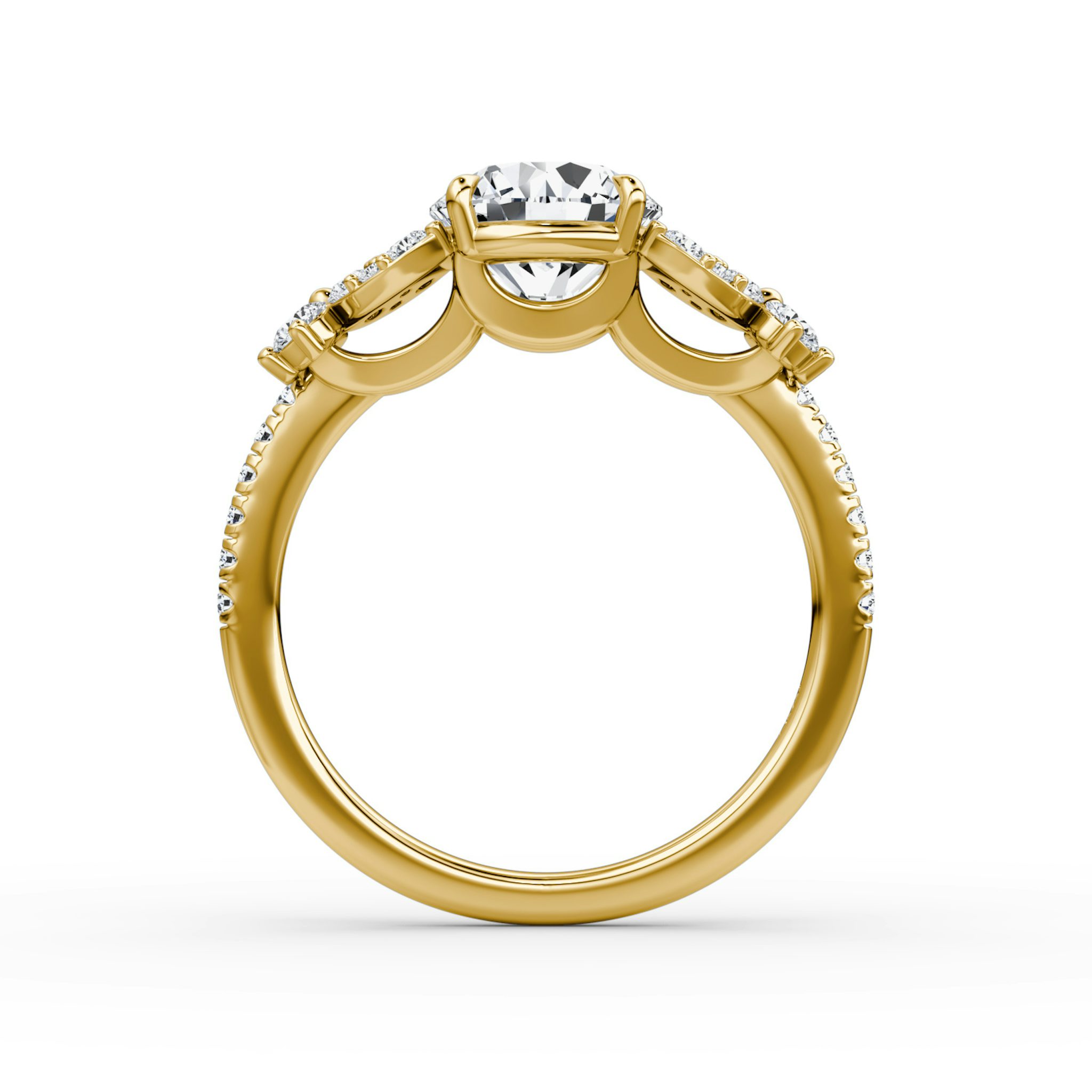 The Signature Floral | Round Brilliant | 18k | Yellow Gold | bandAccent: Pavé | caratWeight: other | diamondOrientation: vertical