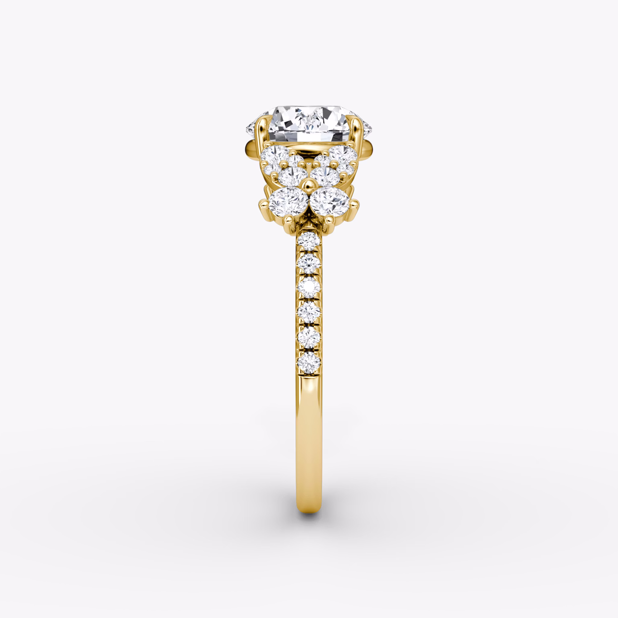 The Signature Floral | Round Brilliant | 18k | Yellow Gold | bandAccent: Pavé | caratWeight: other | diamondOrientation: vertical