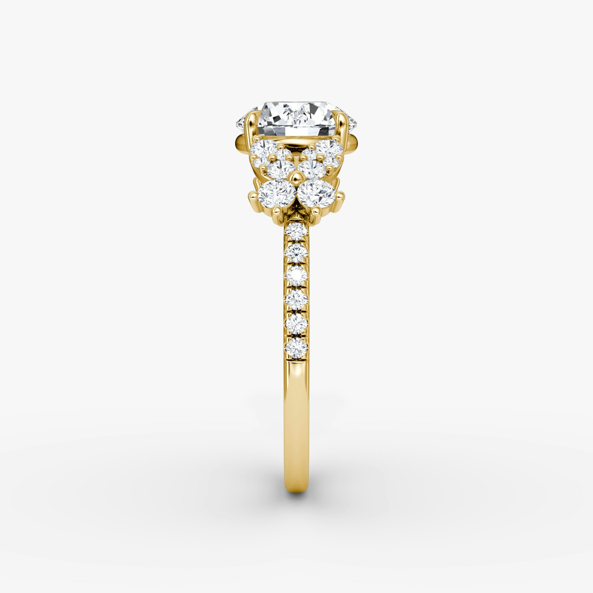 The Signature Floral | Round Brilliant | 18k | Yellow Gold | bandAccent: Pavé | caratWeight: other | diamondOrientation: vertical