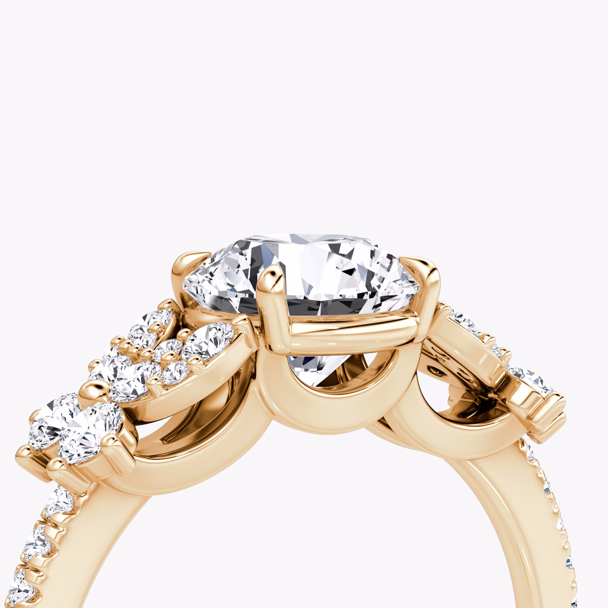 The Signature Floral | Round Brilliant | 14k | Rose Gold | bandAccent: Pavé | caratWeight: 1.0ct | diamondOrientation: vertical