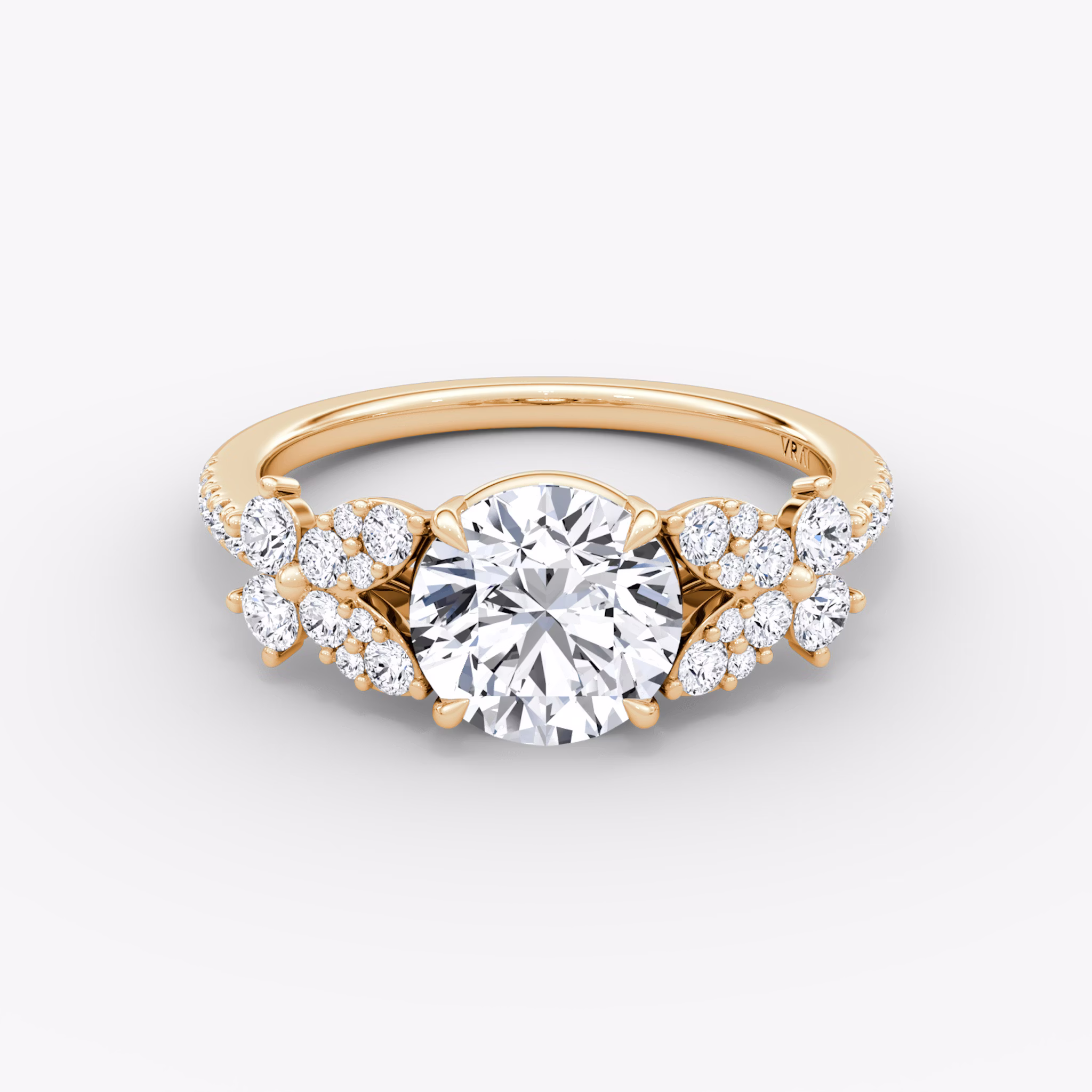 The Signature Floral | Round Brilliant | 14k | Rose Gold | bandAccent: Pavé | caratWeight: 1.0ct | diamondOrientation: vertical