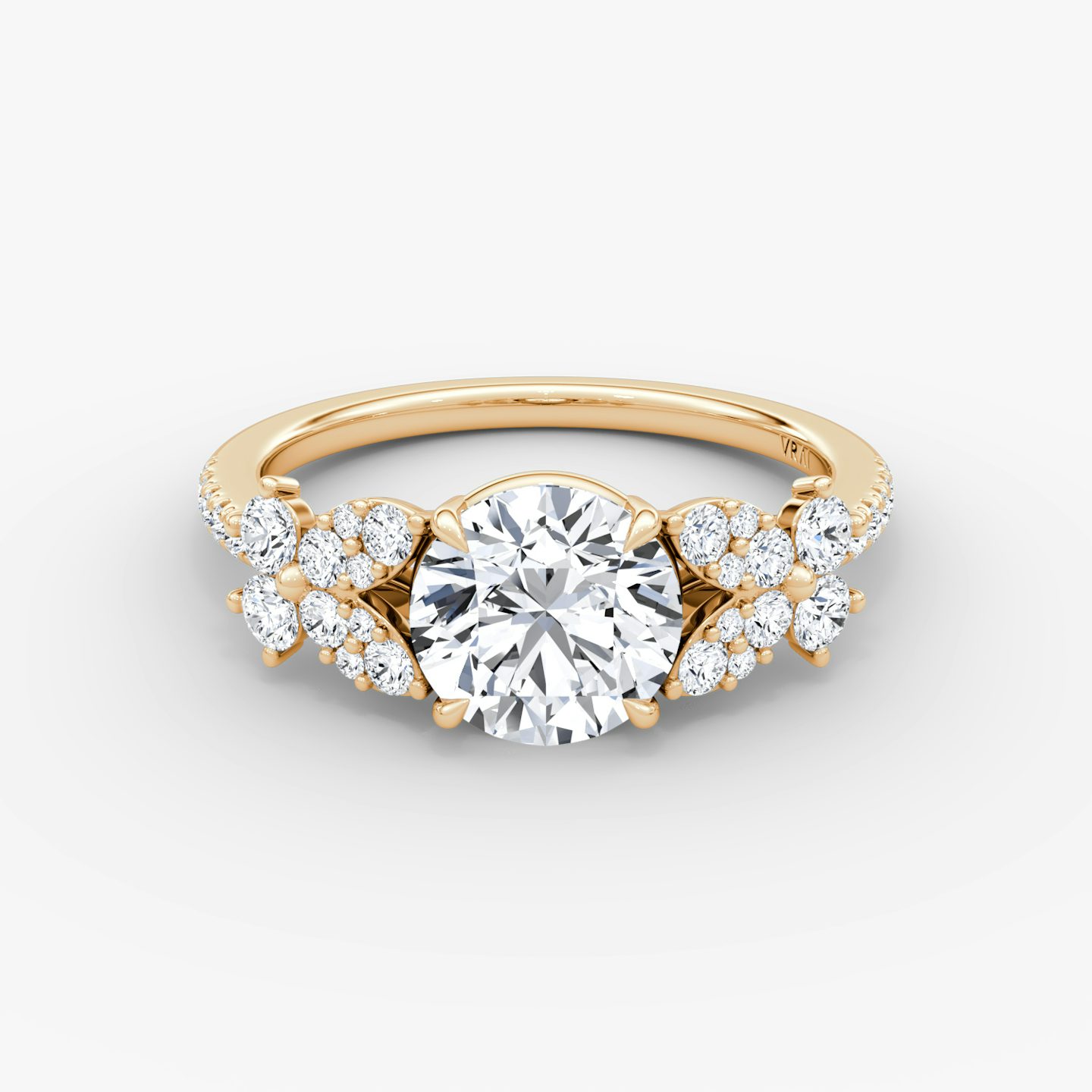 The Signature Floral  | Round Brilliant | 14k | Rose Gold | bandAccent: Pavé | caratWeight: 2.0ct | diamondOrientation: vertical