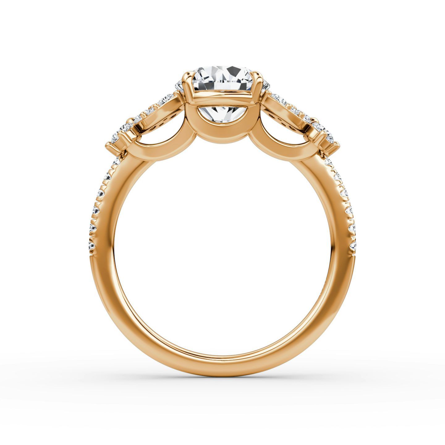 The Signature Floral  | Round Brilliant | 14k | Rose Gold | bandAccent: Pavé | caratWeight: 2.0ct | diamondOrientation: vertical