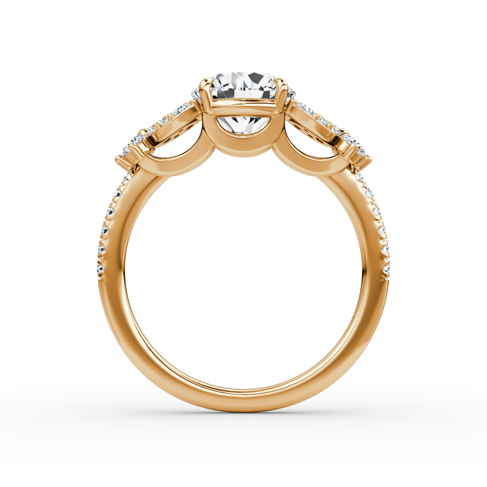 The Signature Floral | Round Brilliant | 14k | Rose Gold | bandAccent: Pavé | caratWeight: 1.0ct | diamondOrientation: vertical