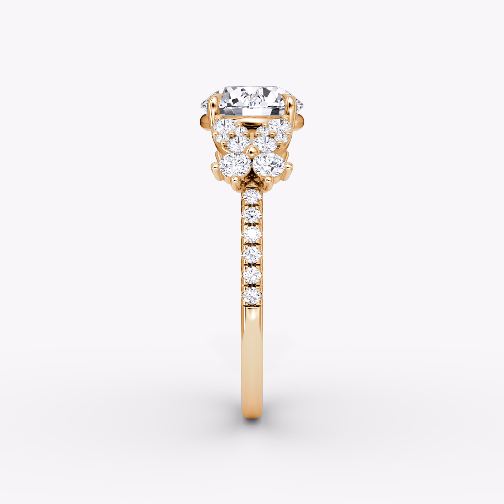 The Signature Floral | Round Brilliant | 14k | Rose Gold | bandAccent: Pavé | caratWeight: 1.0ct | diamondOrientation: vertical