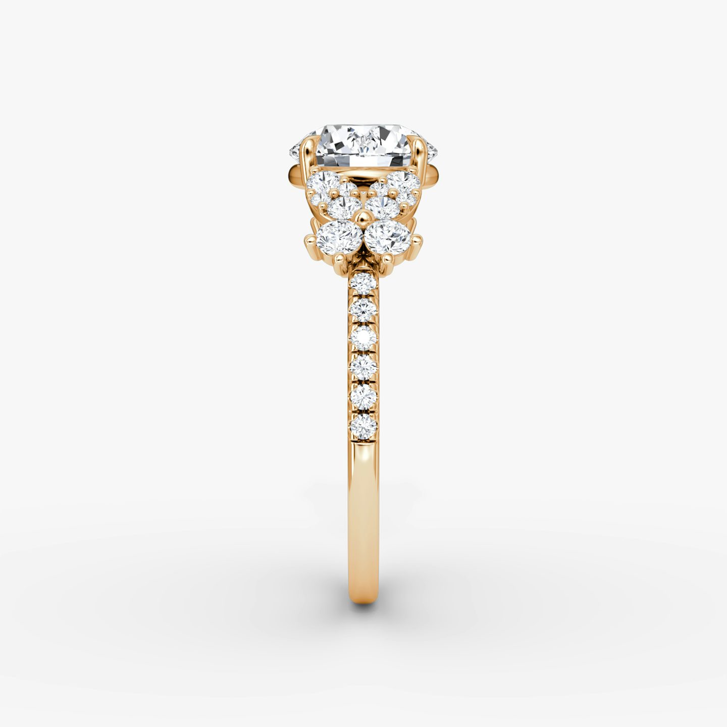 The Signature Floral  | Round Brilliant | 14k | Rose Gold | bandAccent: Pavé | caratWeight: 2.0ct | diamondOrientation: vertical