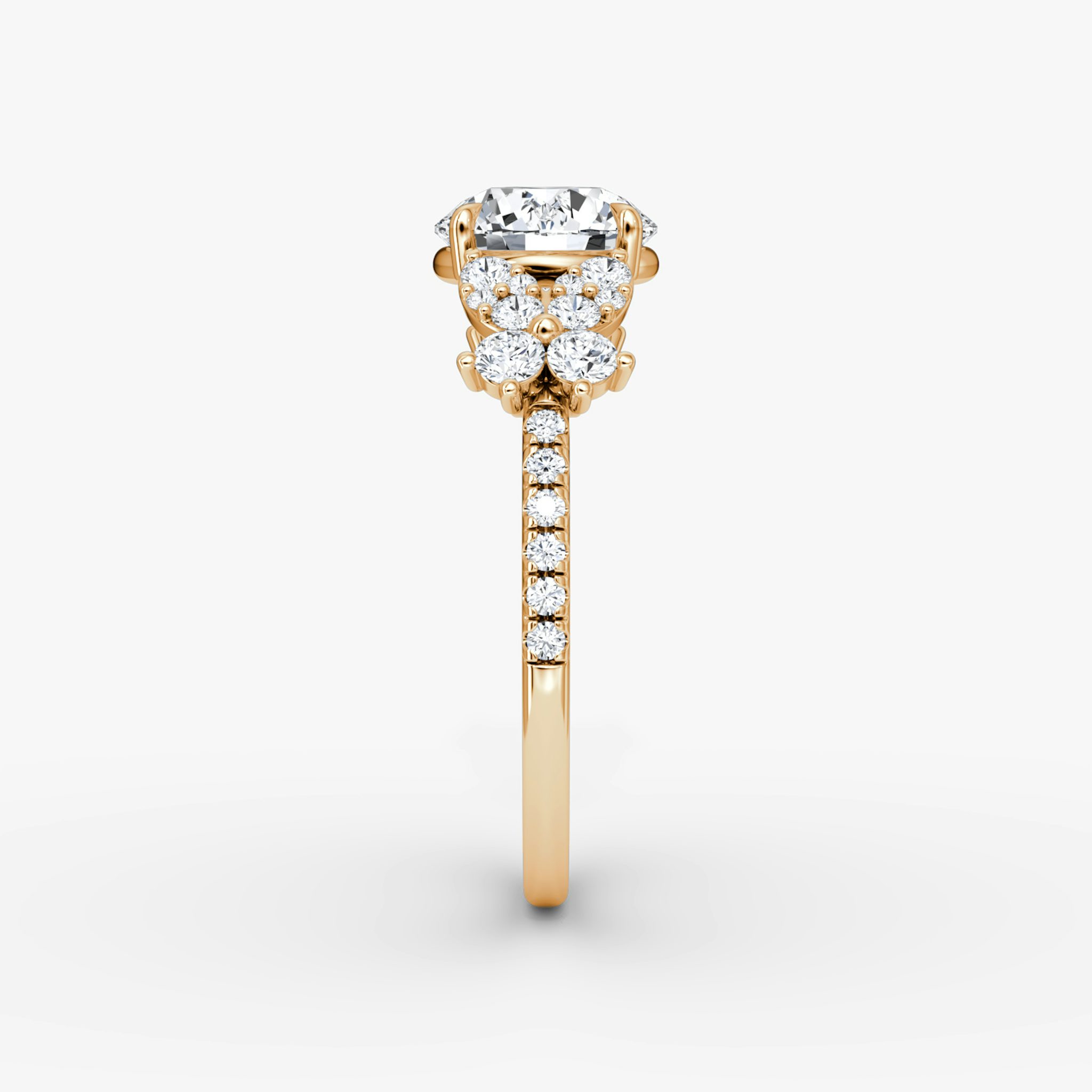 The Signature Floral | Round Brilliant | 14k | Rose Gold | bandAccent: Pavé | caratWeight: 1.0ct | diamondOrientation: vertical