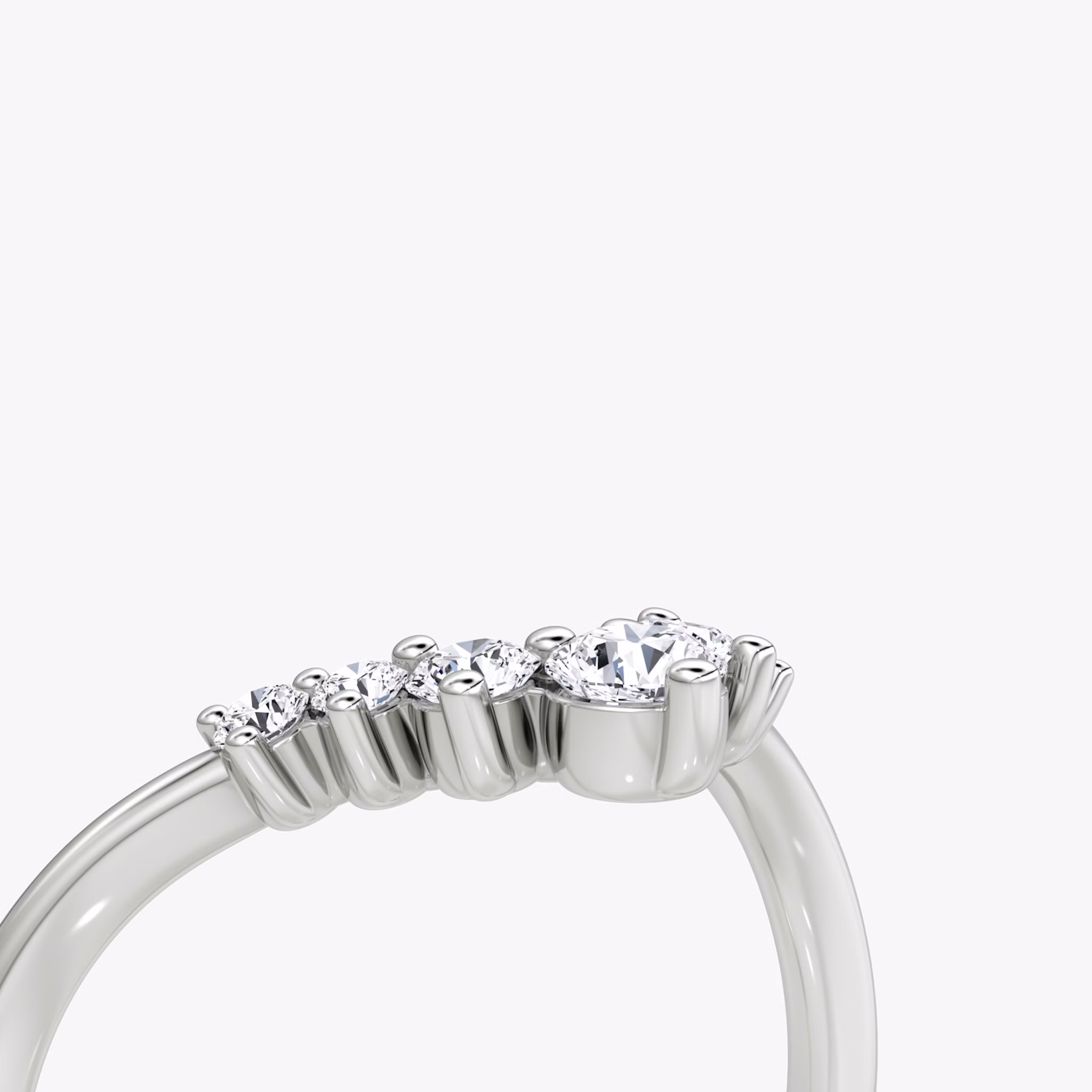 The Dew Drop Crown Band | Round Brilliant | 18k | White Gold | bandAccent: Plain
