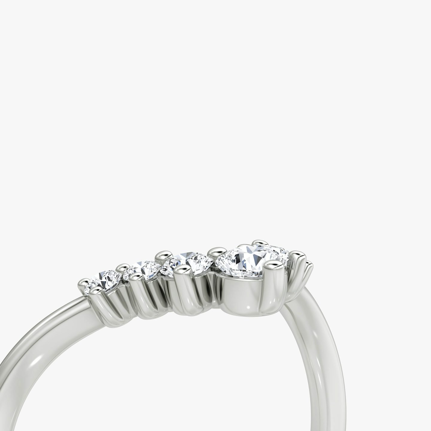 The Dew Drop Crown Band | Round Brilliant | 18k | White Gold | bandAccent: Plain