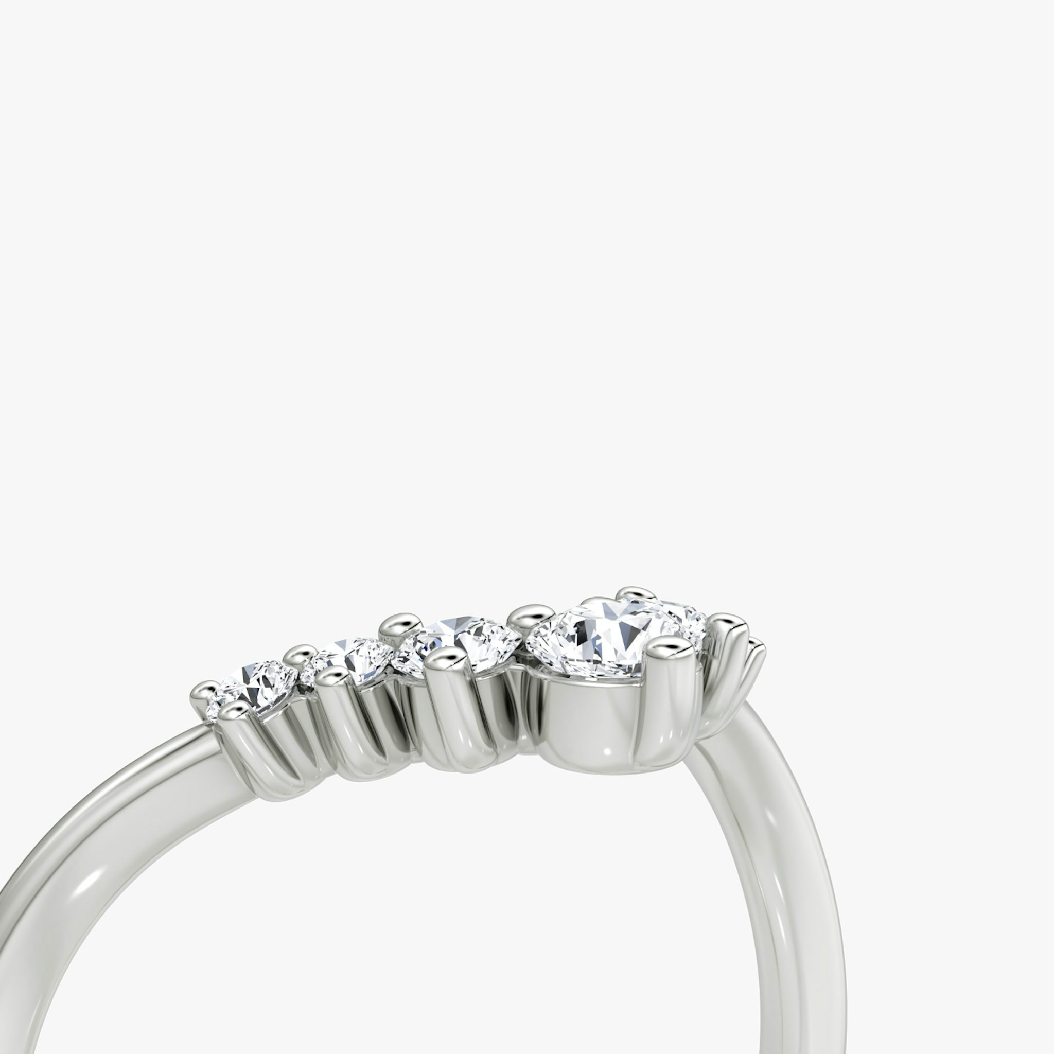 The Dew Drop Crown Band | Round Brilliant | 18k | White Gold | bandAccent: Plain