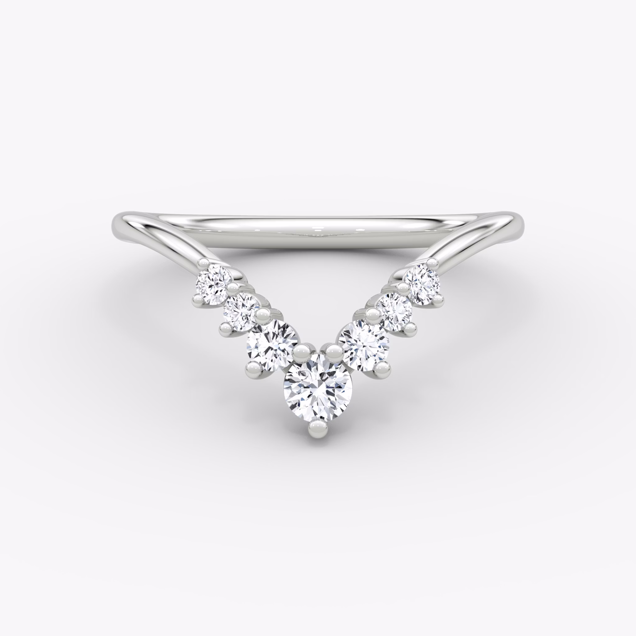 The Dew Drop Crown Band | Round Brilliant | 18k | White Gold | bandAccent: Plain