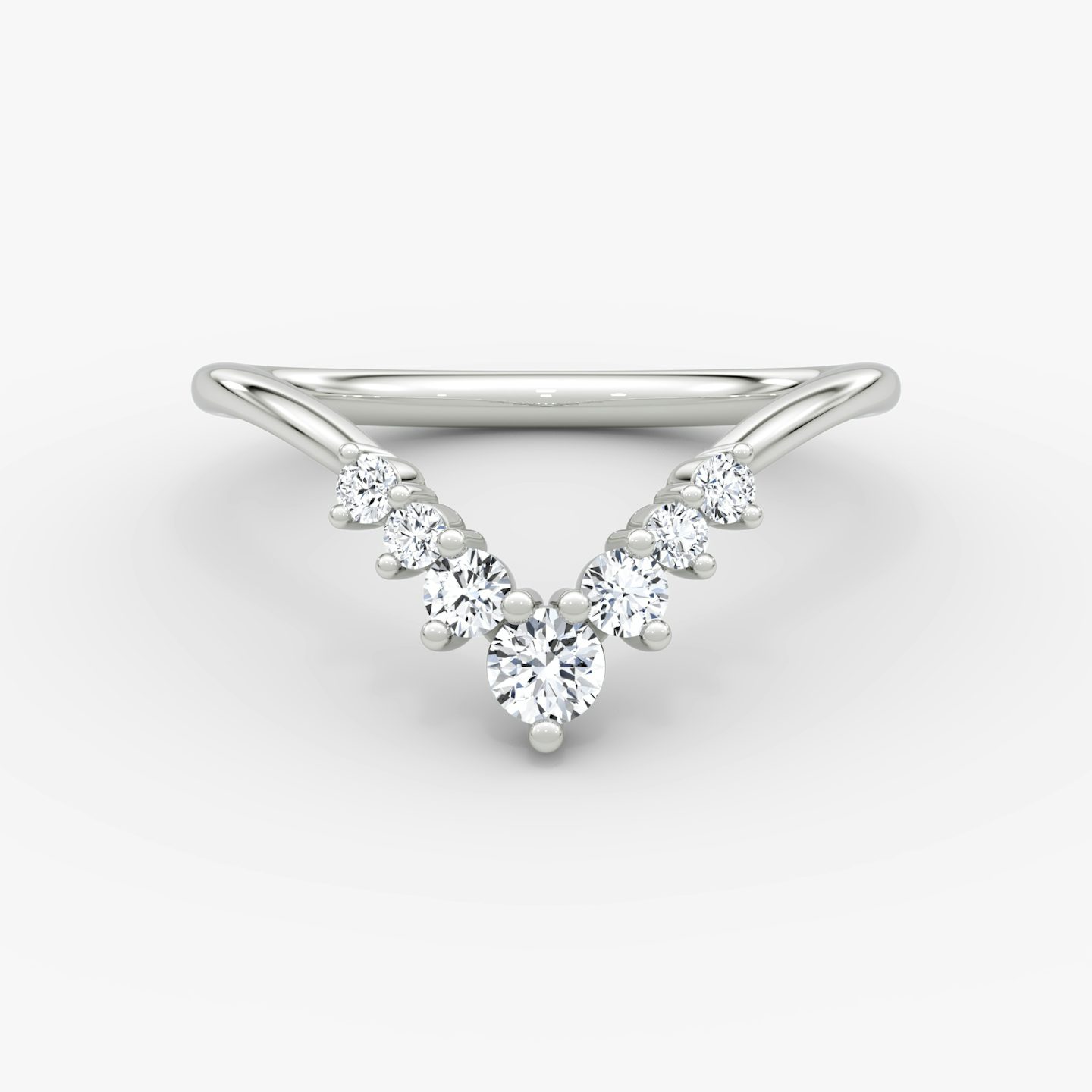 The Dew Drop Crown Band | Round Brilliant | 18k | White Gold | bandAccent: Plain