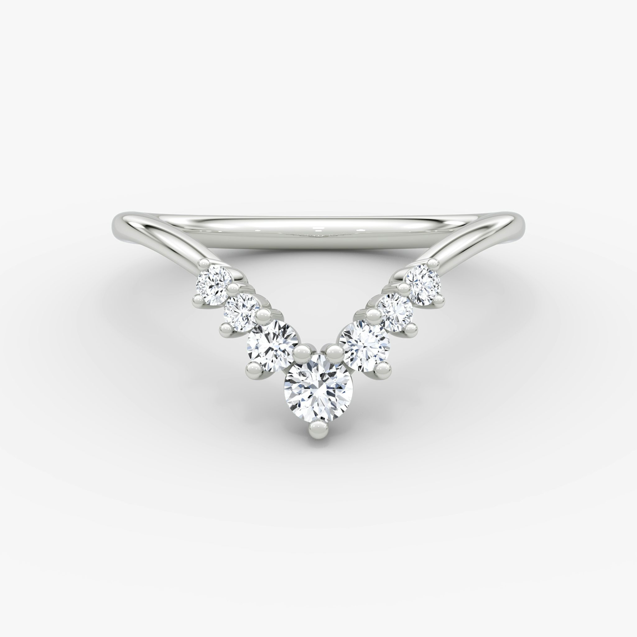 The Dew Drop Crown Band | Round Brilliant | 18k | White Gold | bandAccent: Plain