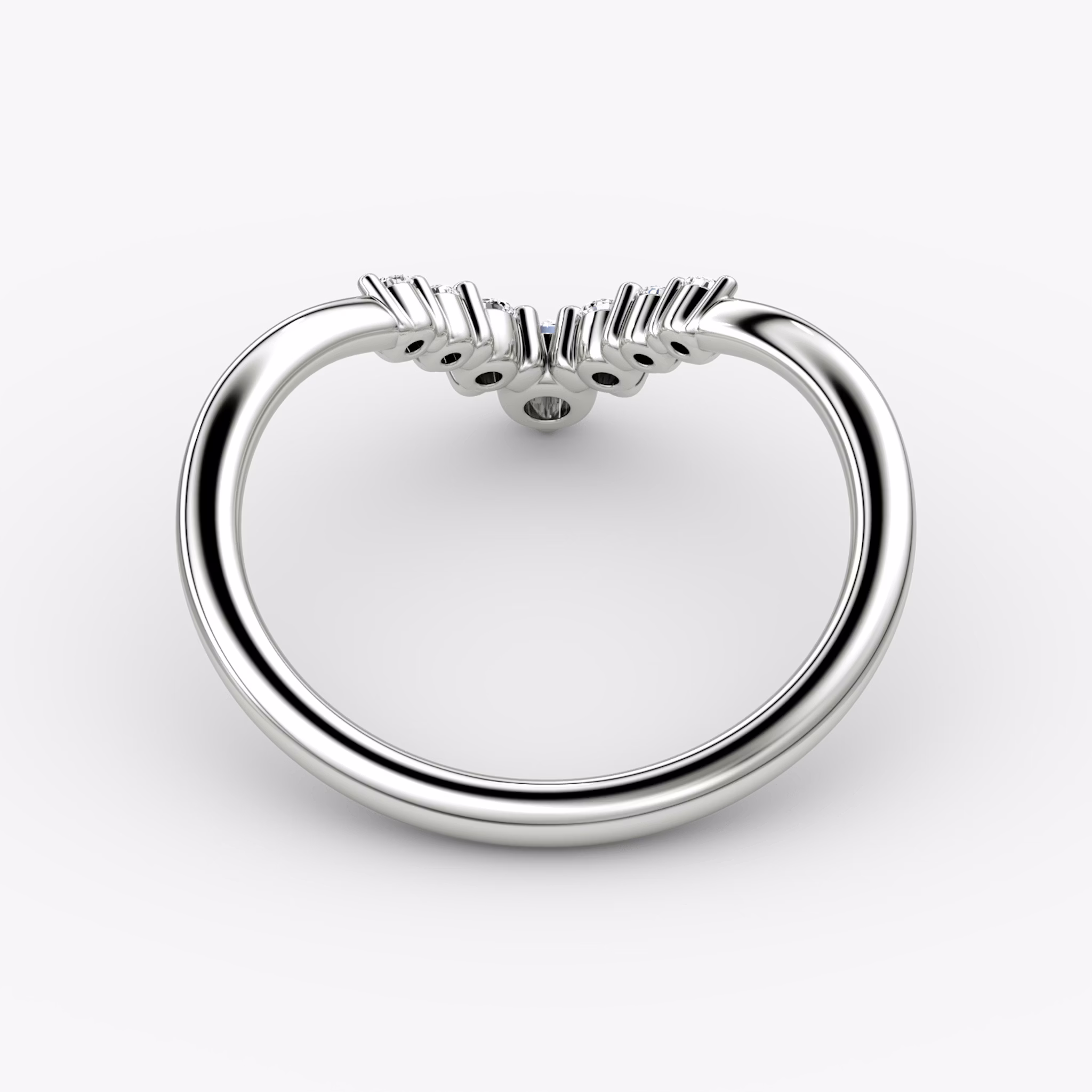 The Dew Drop Crown Band | Round Brilliant | 18k | White Gold | bandAccent: Plain