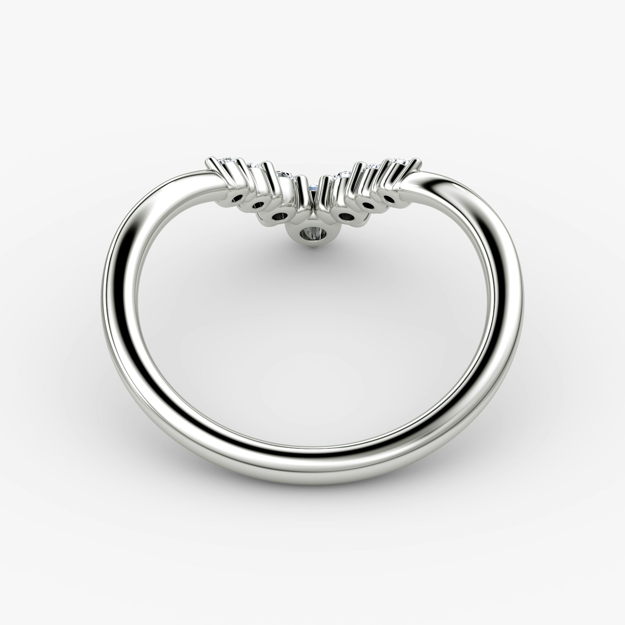 The Dew Drop Crown Band | Round Brilliant | 18k | White Gold | bandAccent: Plain