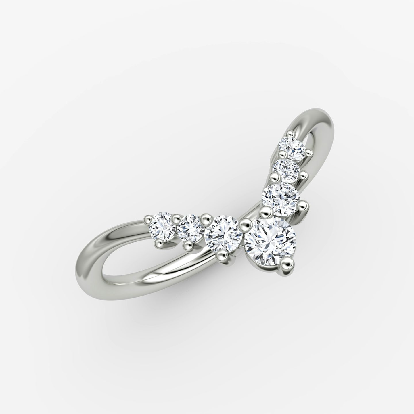The Dew Drop Crown Band | Round Brilliant | 18k | White Gold | bandAccent: Plain
