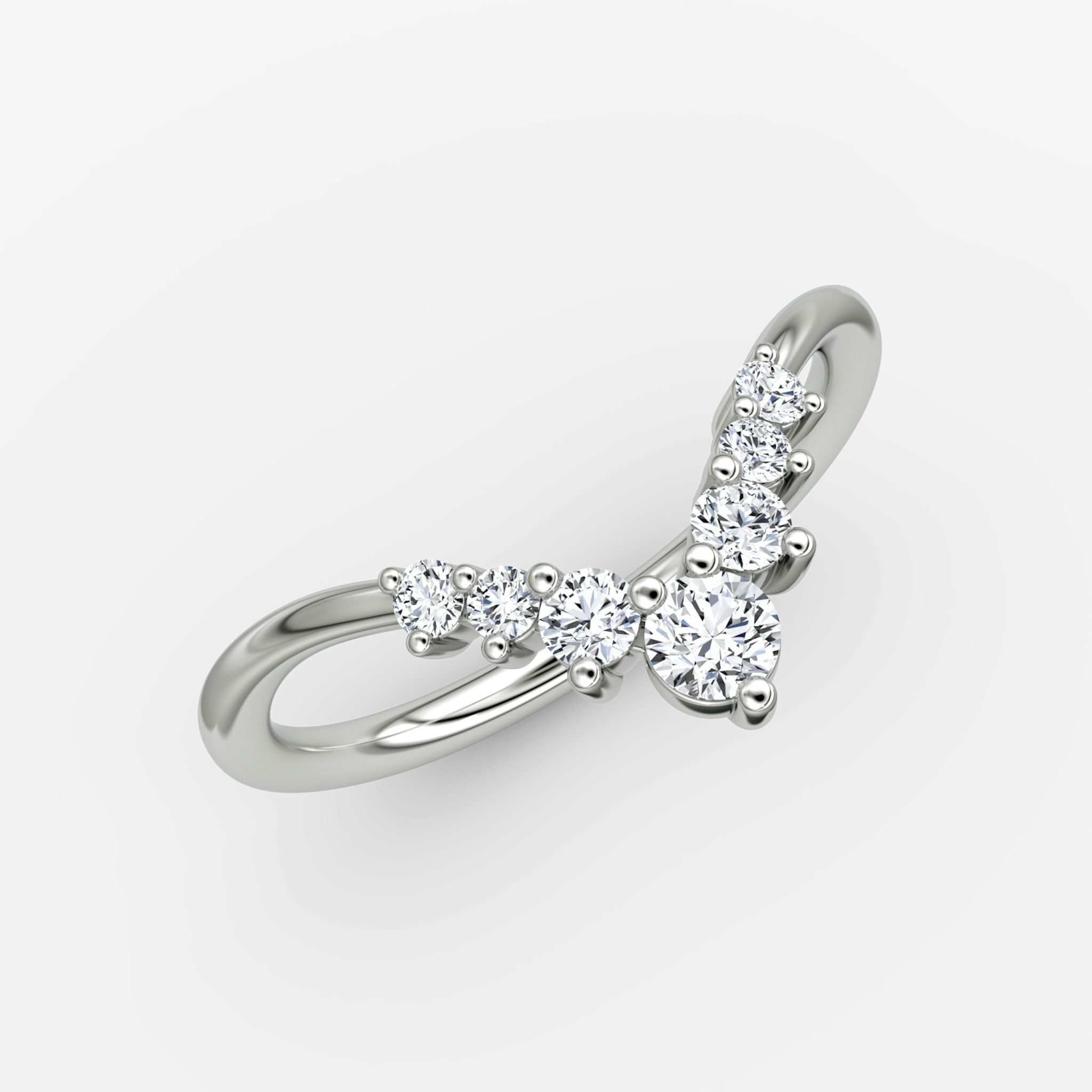 The Dew Drop Crown Band | Round Brilliant | 18k | White Gold | bandAccent: Plain