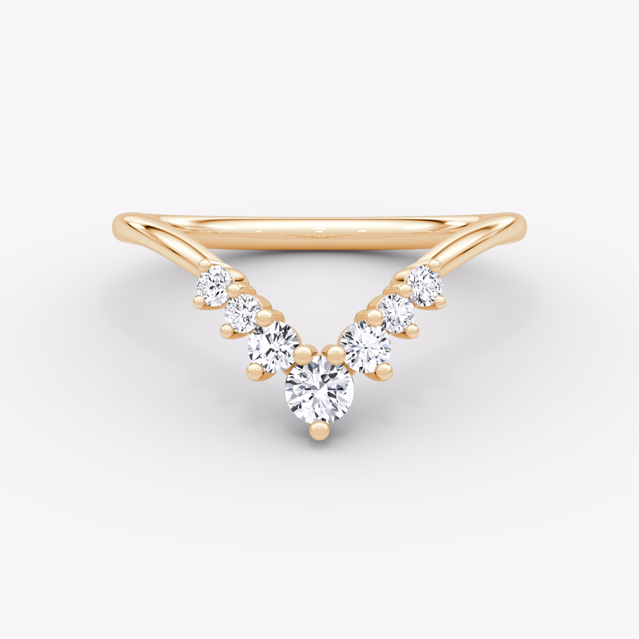 The Dew Drop Crown Band | Round Brilliant | 14k | Rose Gold | bandAccent: Plain