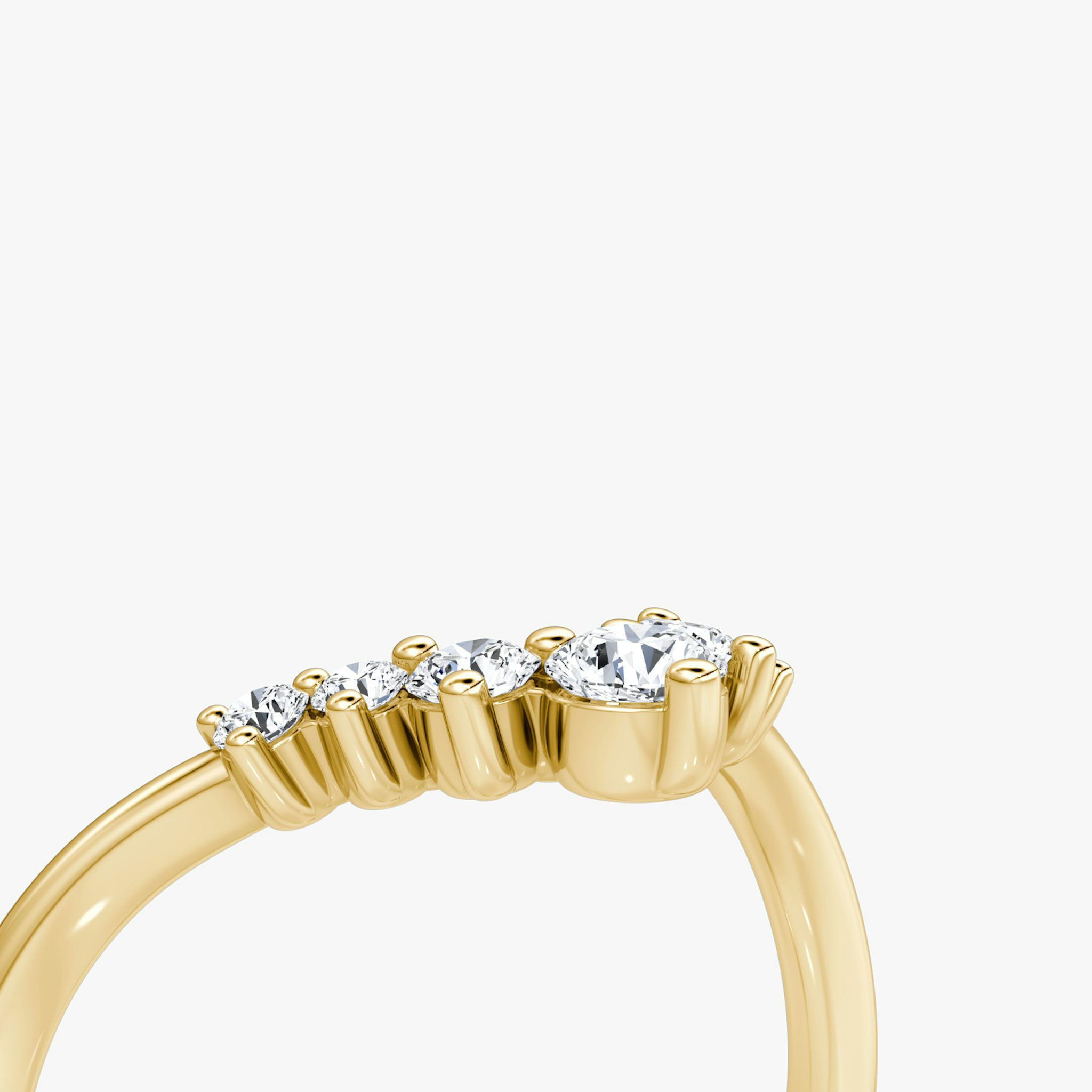 The Dew Drop Crown Band | Round Brilliant | 18k | Yellow Gold | bandAccent: Plain