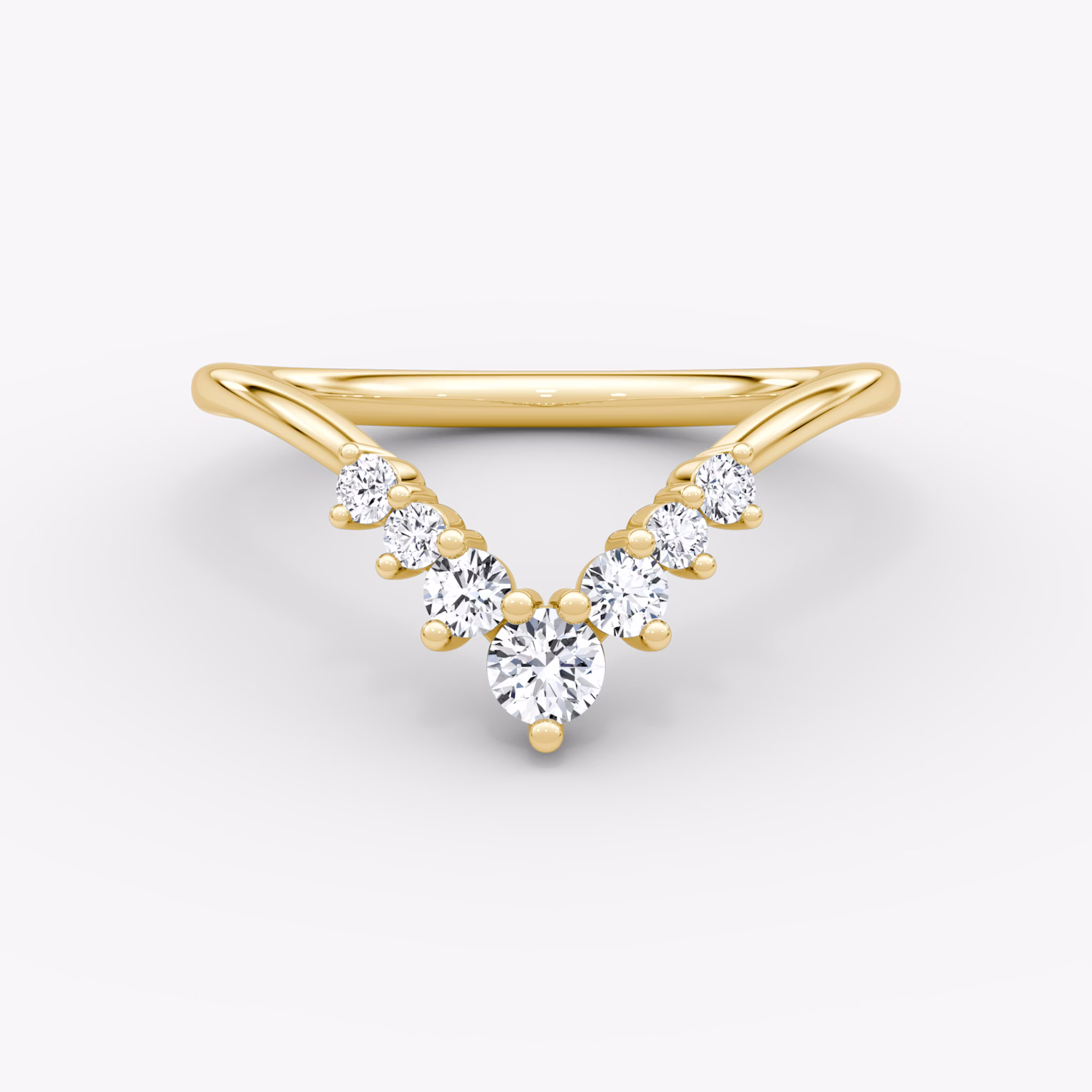 The Dew Drop Crown Band | Round Brilliant | 18k | Yellow Gold | bandAccent: Plain