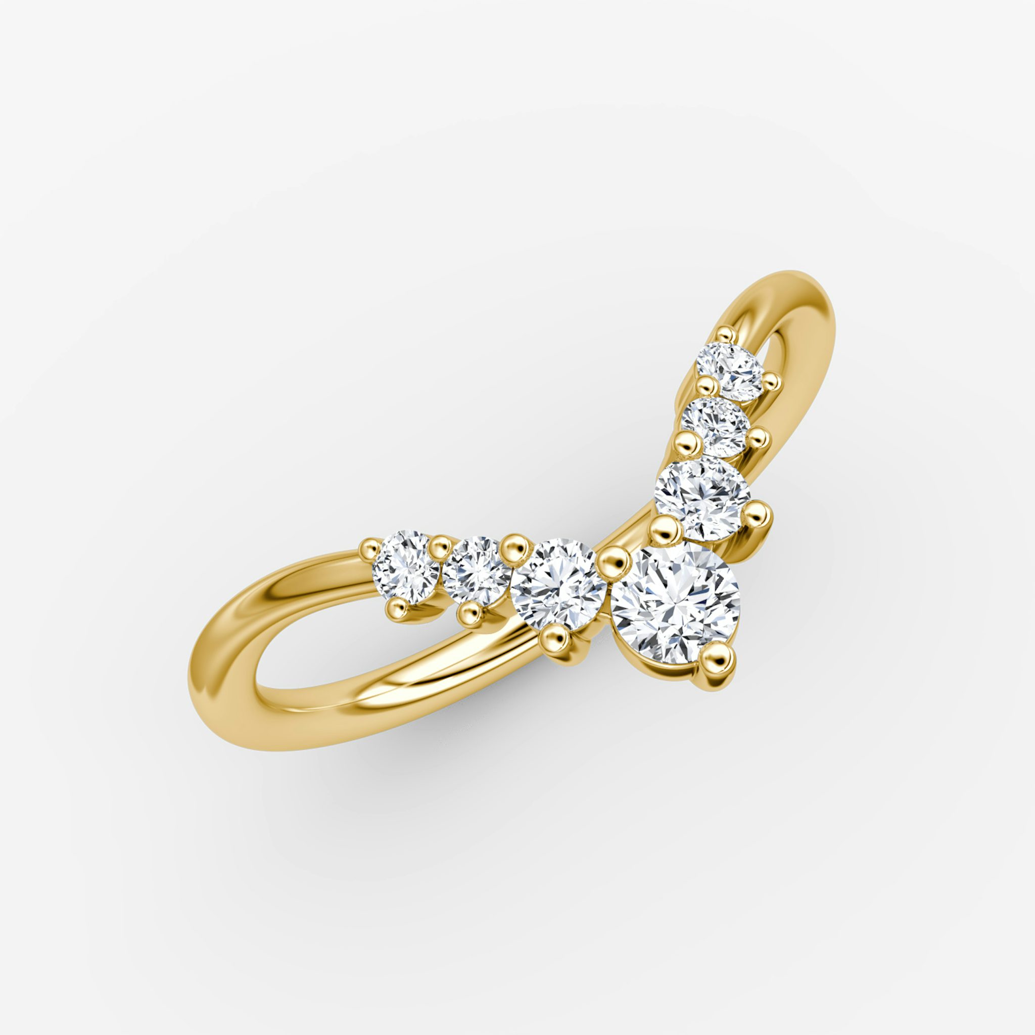 The Dew Drop Crown Band | Round Brilliant | 18k | Yellow Gold | bandAccent: Plain