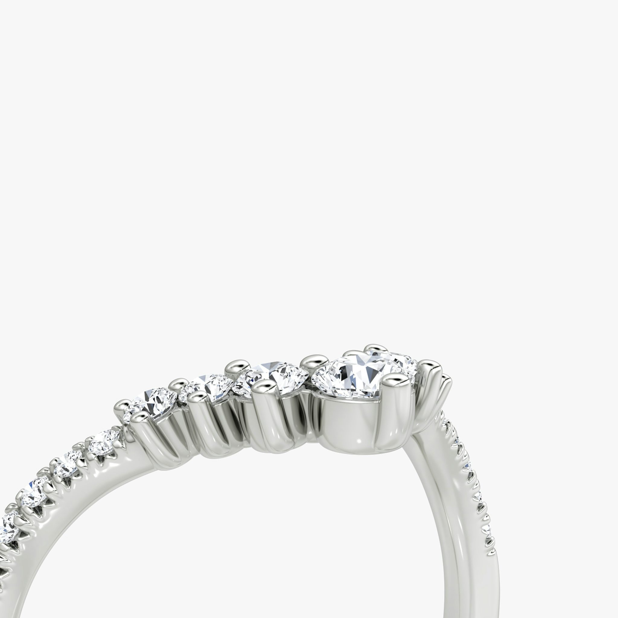 The Dew Drop Crown Band | Round Brilliant | 18k | White Gold | bandAccent: Pavé