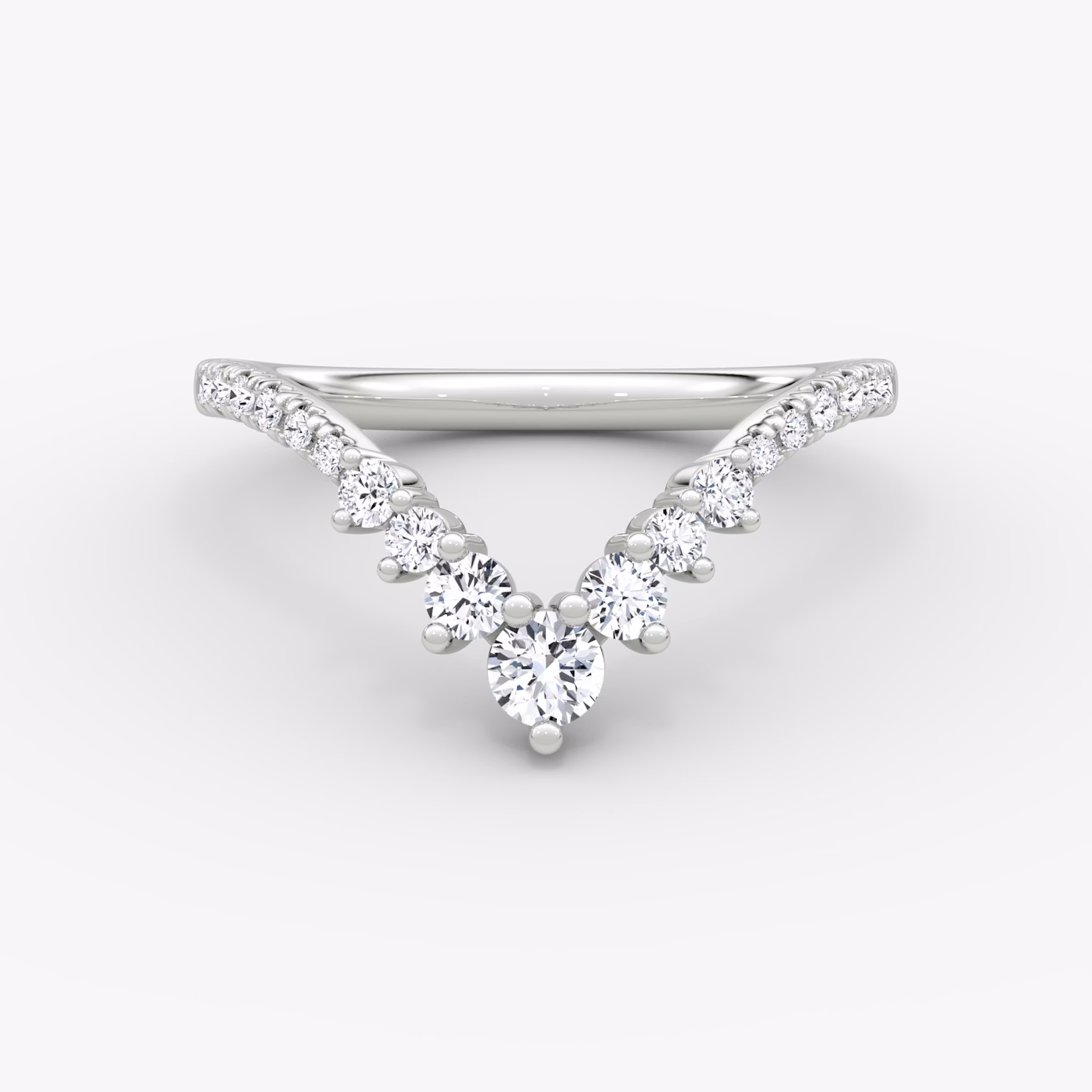 The Dew Drop Crown Band | Round Brilliant | 18k | White Gold | bandAccent: Pavé