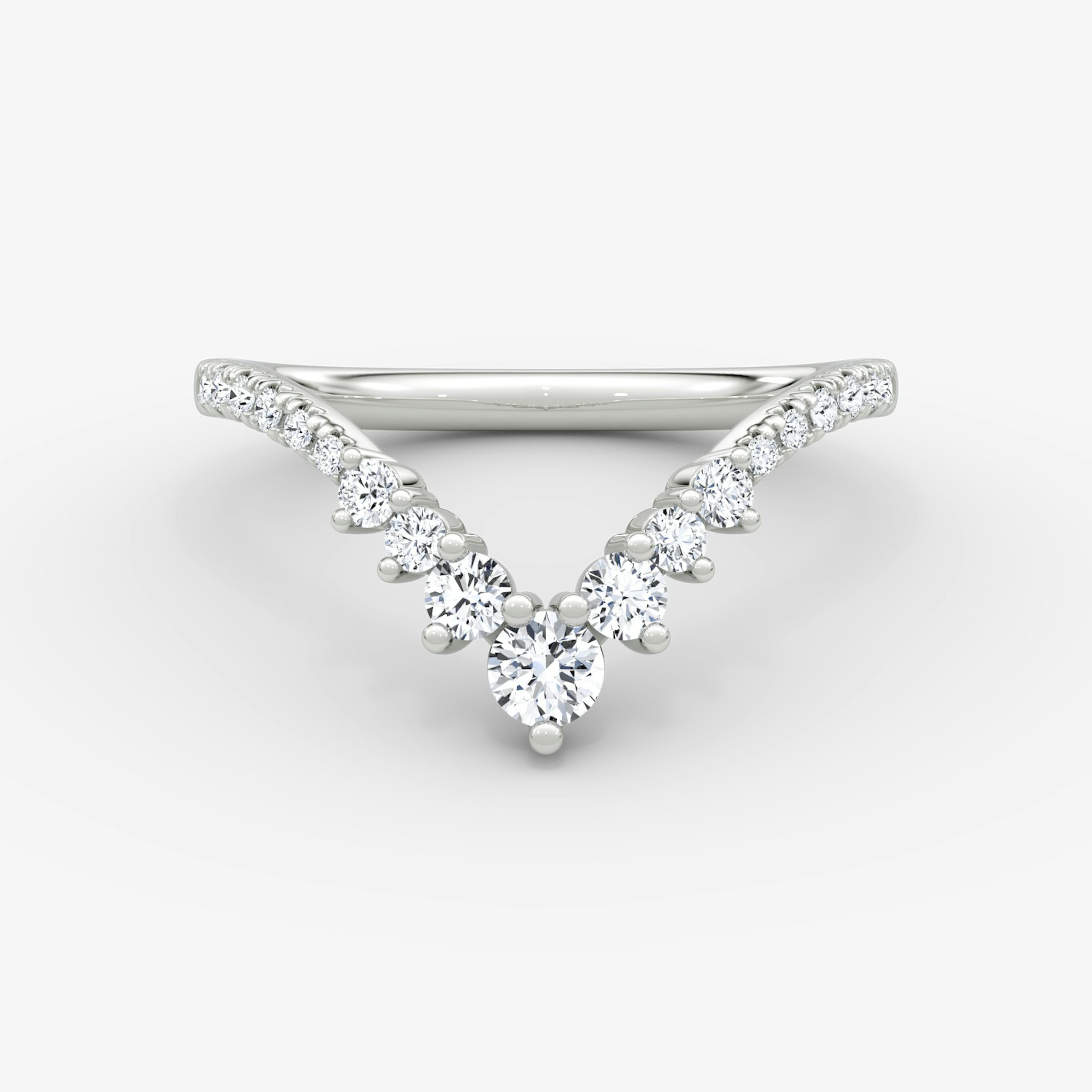 The Dew Drop Crown Band | Round Brilliant | 18k | White Gold | bandAccent: Pavé