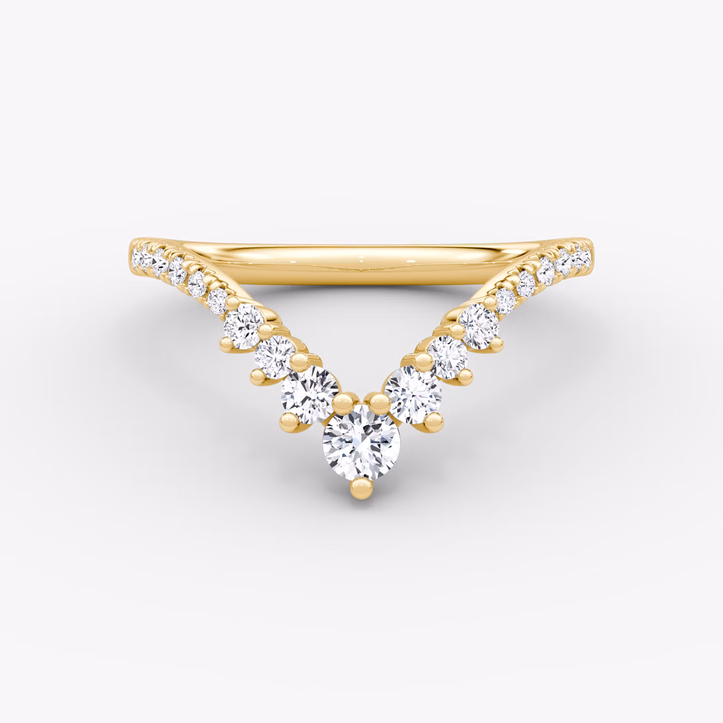 The Dew Drop Crown Band | Round Brilliant | 18k | Yellow Gold | bandAccent: Pavé