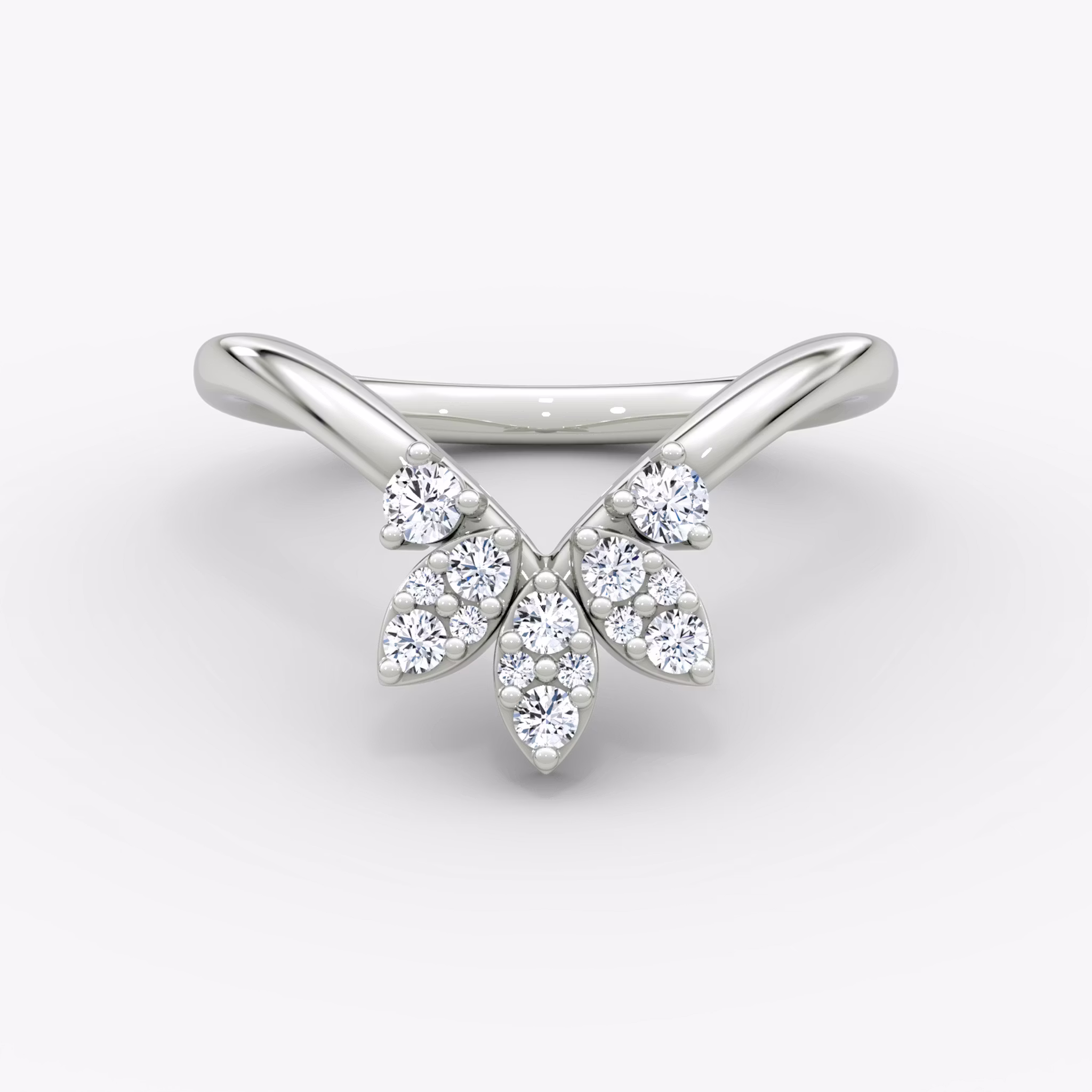 Petal Crown Ehering Rund | White Gold