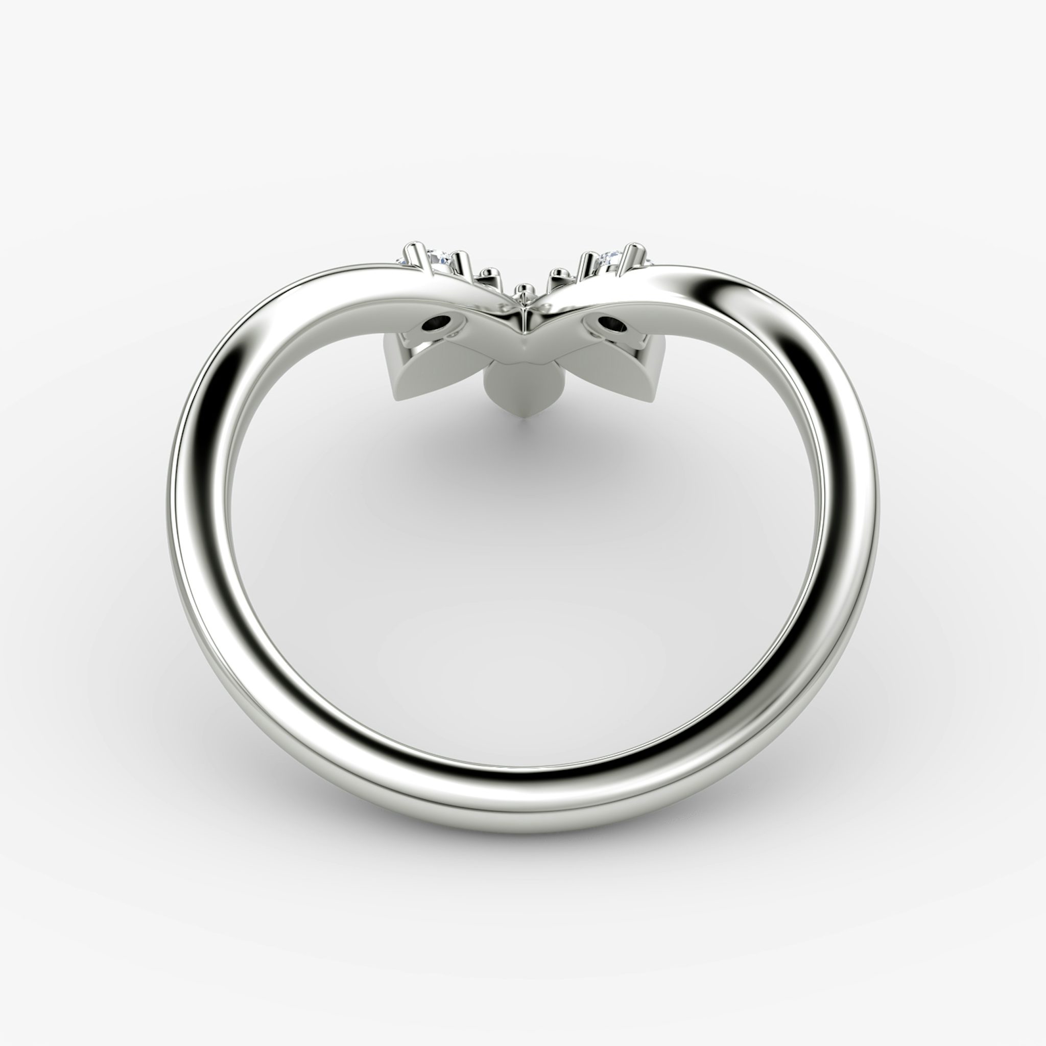 The Petal Crown Band | Round Brilliant | 18k | White Gold | bandAccent: Plain