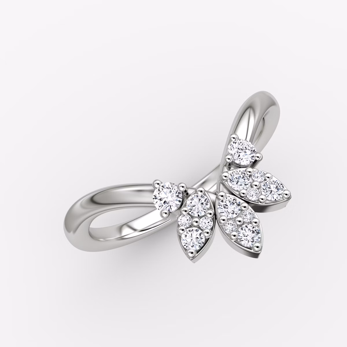 The Petal Crown Band | Round Brilliant | Platinum | bandAccent: Plain