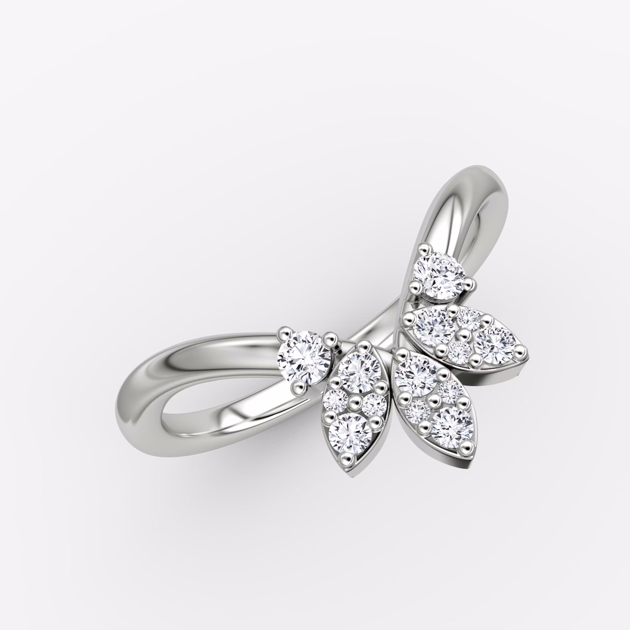 The Petal Crown Band | Round Brilliant | 18k | White Gold | bandAccent: Plain