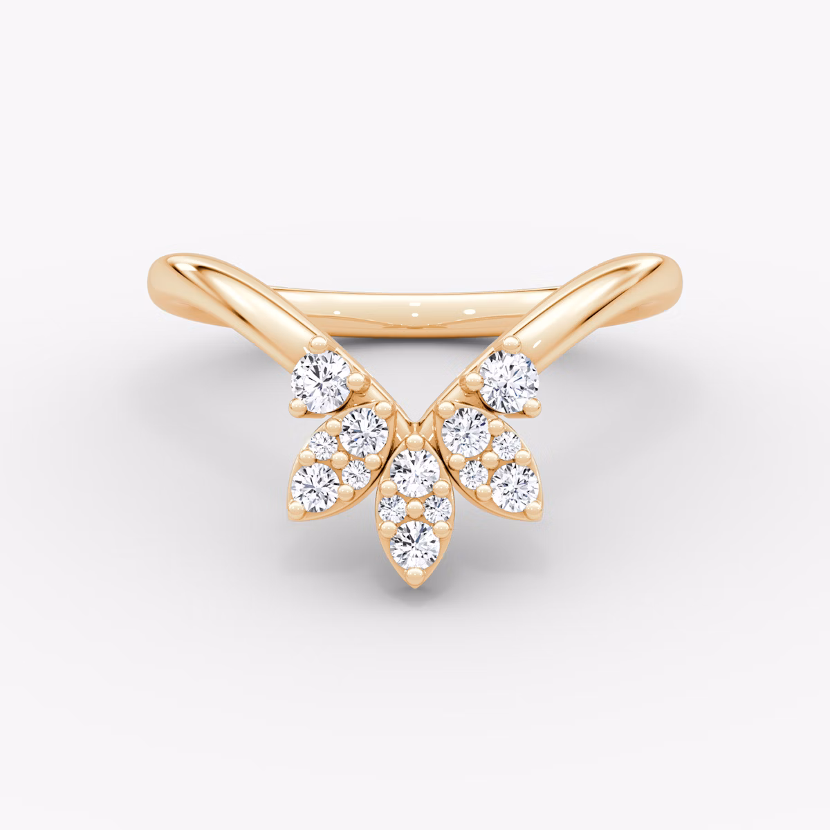 The Petal Crown Band | Round Brilliant | 14k | Rose Gold | bandAccent: Plain