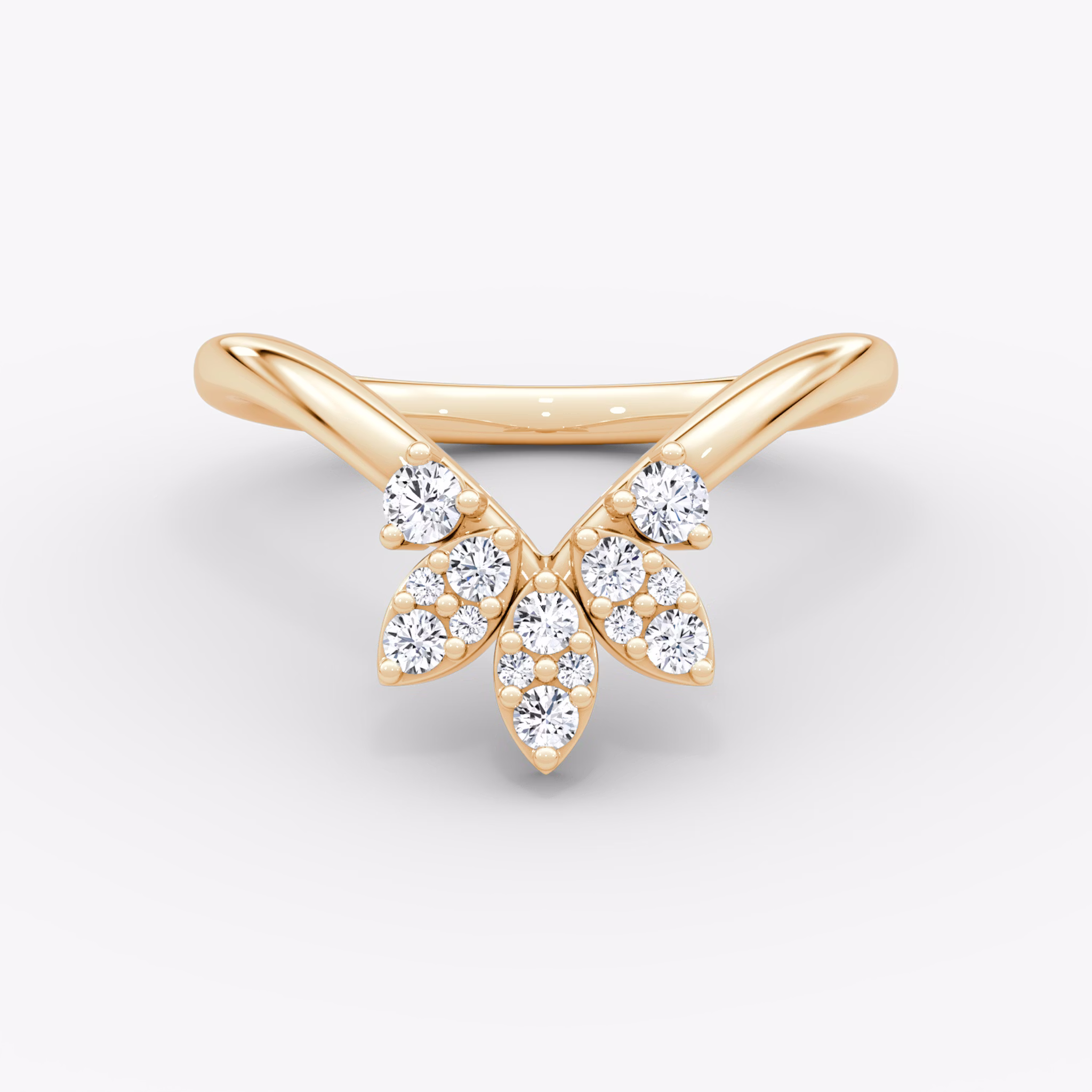 The Petal Crown Band | Round Brilliant | 14k | Rose Gold | bandAccent: Plain