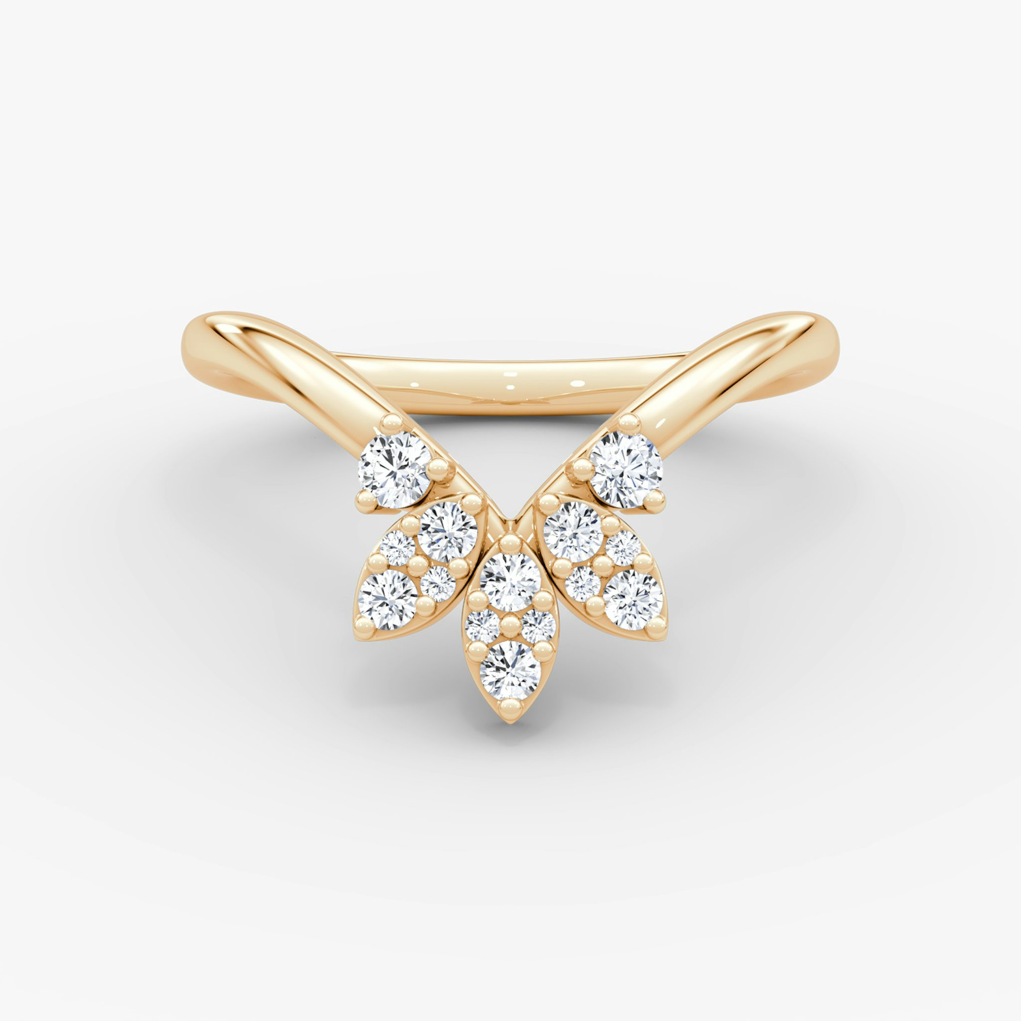 The Petal Crown Band | Round Brilliant | 14k | Rose Gold | bandAccent: Plain